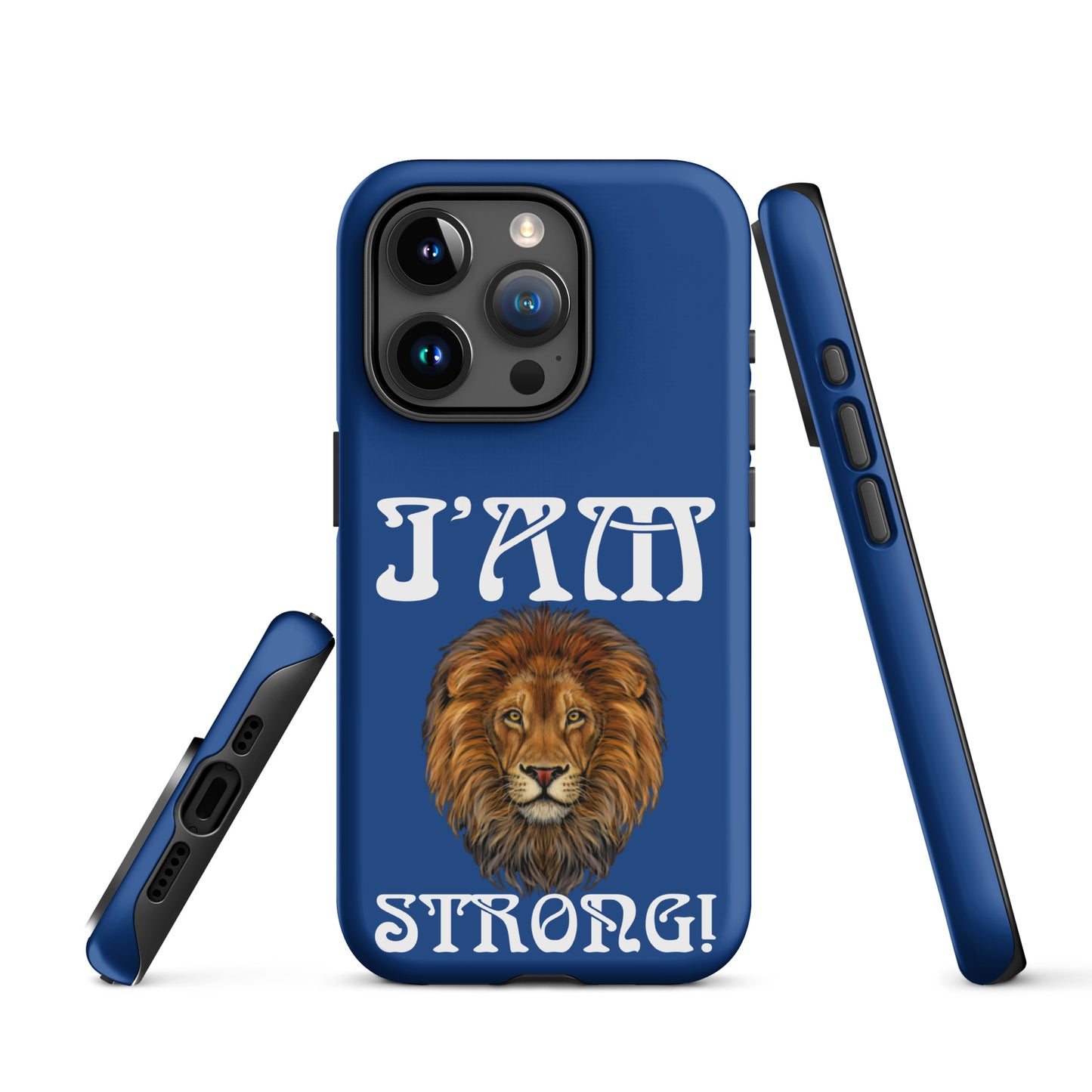 “I’AM STRONG!” Blue Tough Case for iPhone® W/White Font