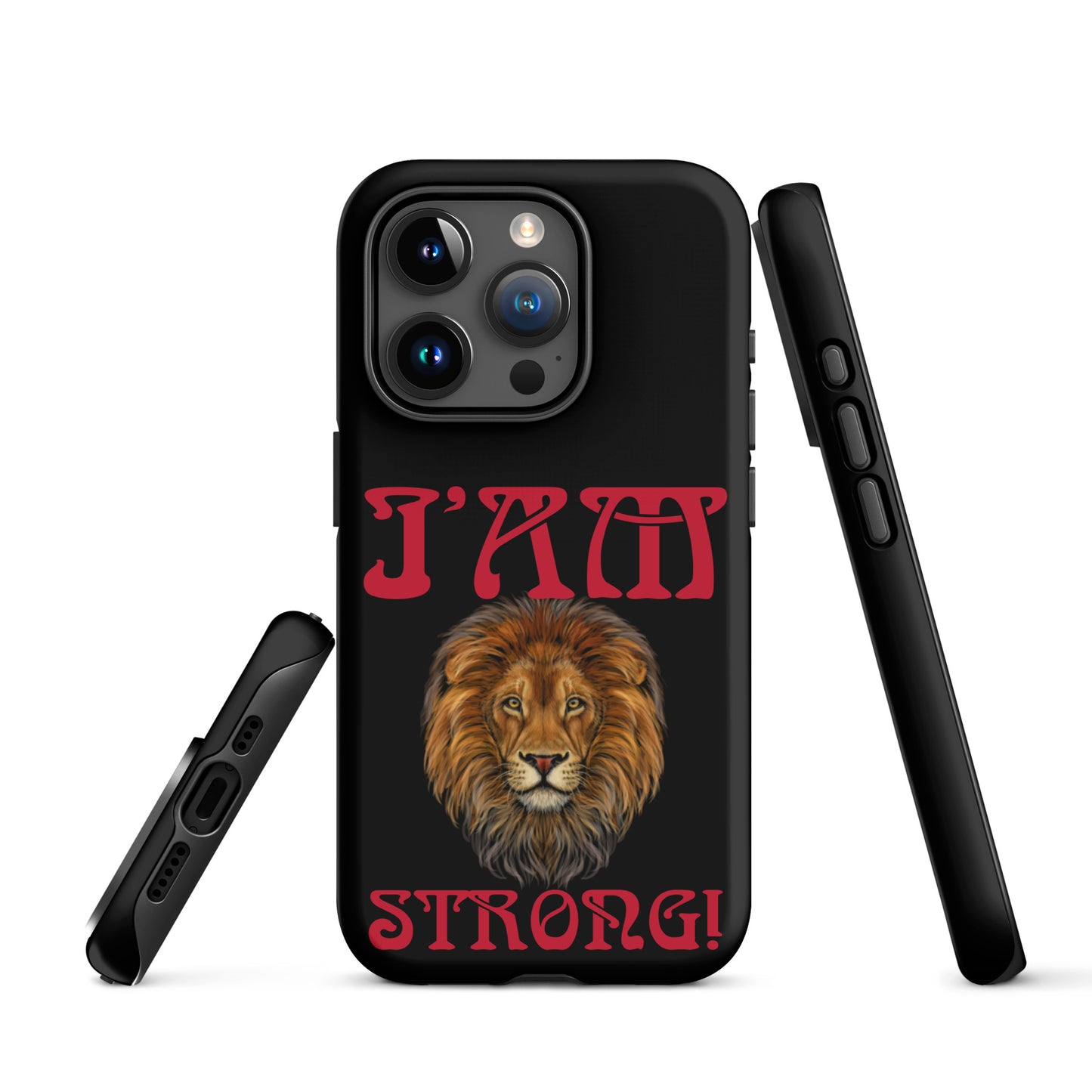 “I’AM STRONG!” Black Tough Case for iPhone® W/Red Font