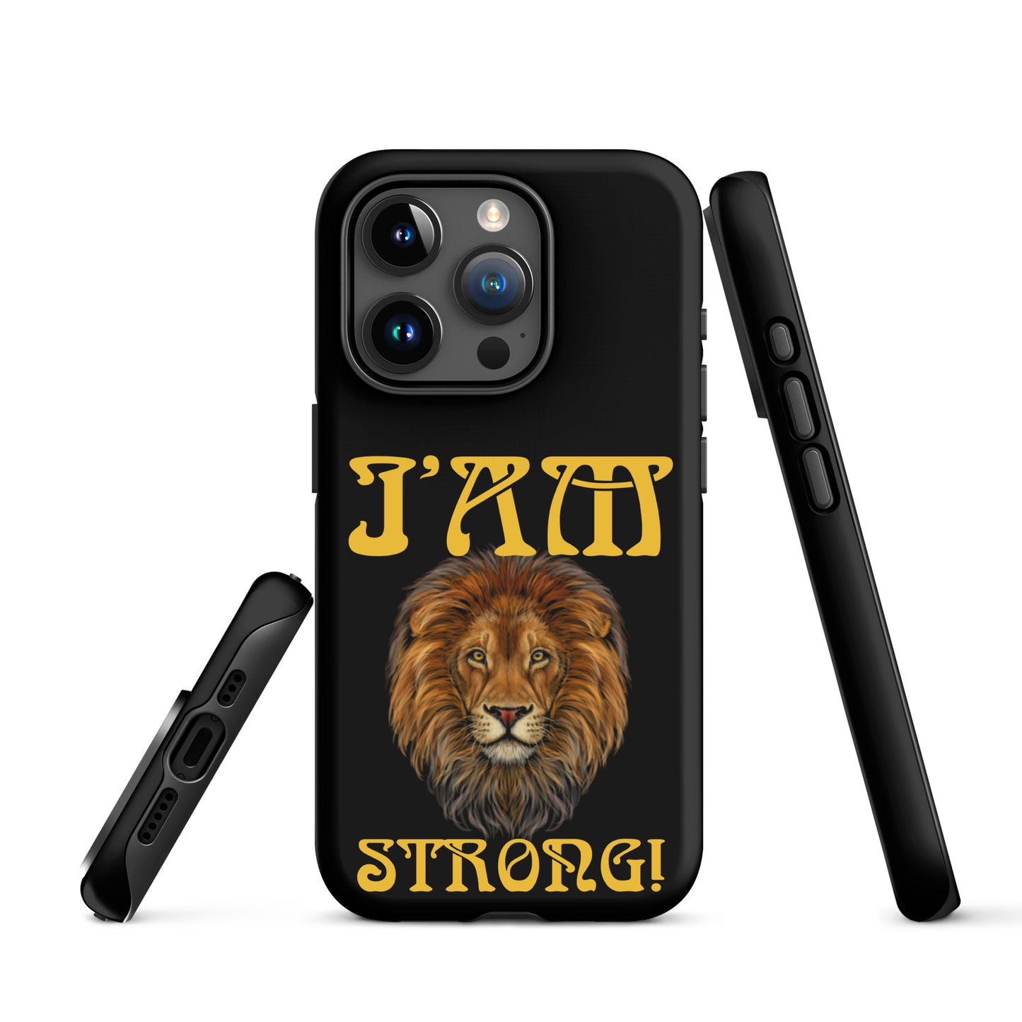 “I’AM STRONG!” Black Tough Case for iPhone® W/Yellow Font
