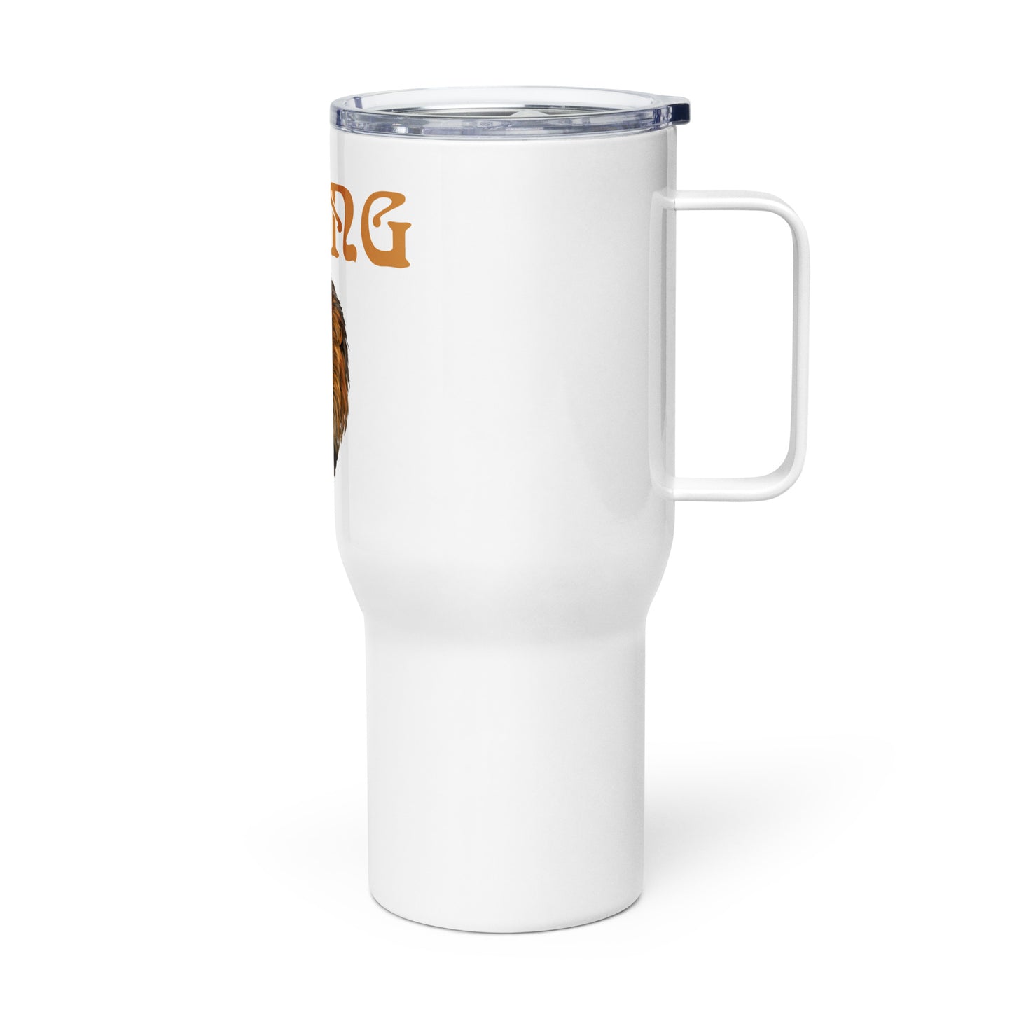 "STRONG"White Travel Mug W/Bronze Font