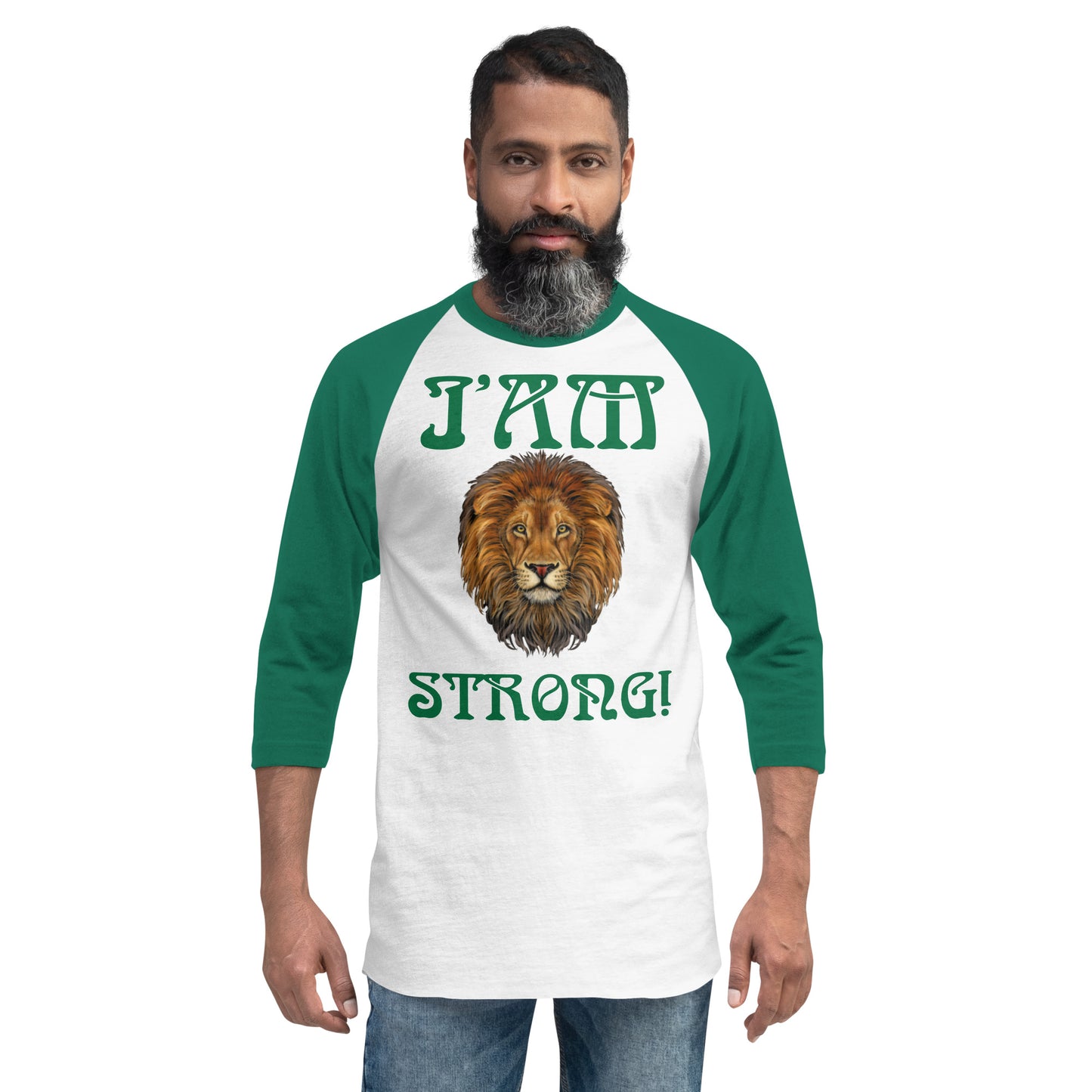 “I’AM STRONG!” 3/4 Sleeve Raglan Shirt W/Green Font