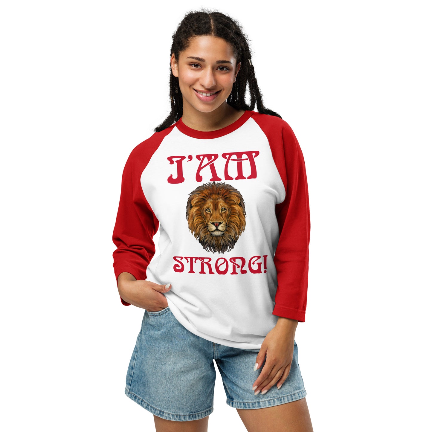 “I’AM STRONG!” 3/4 Sleeve Raglan Shirt W/Red Font