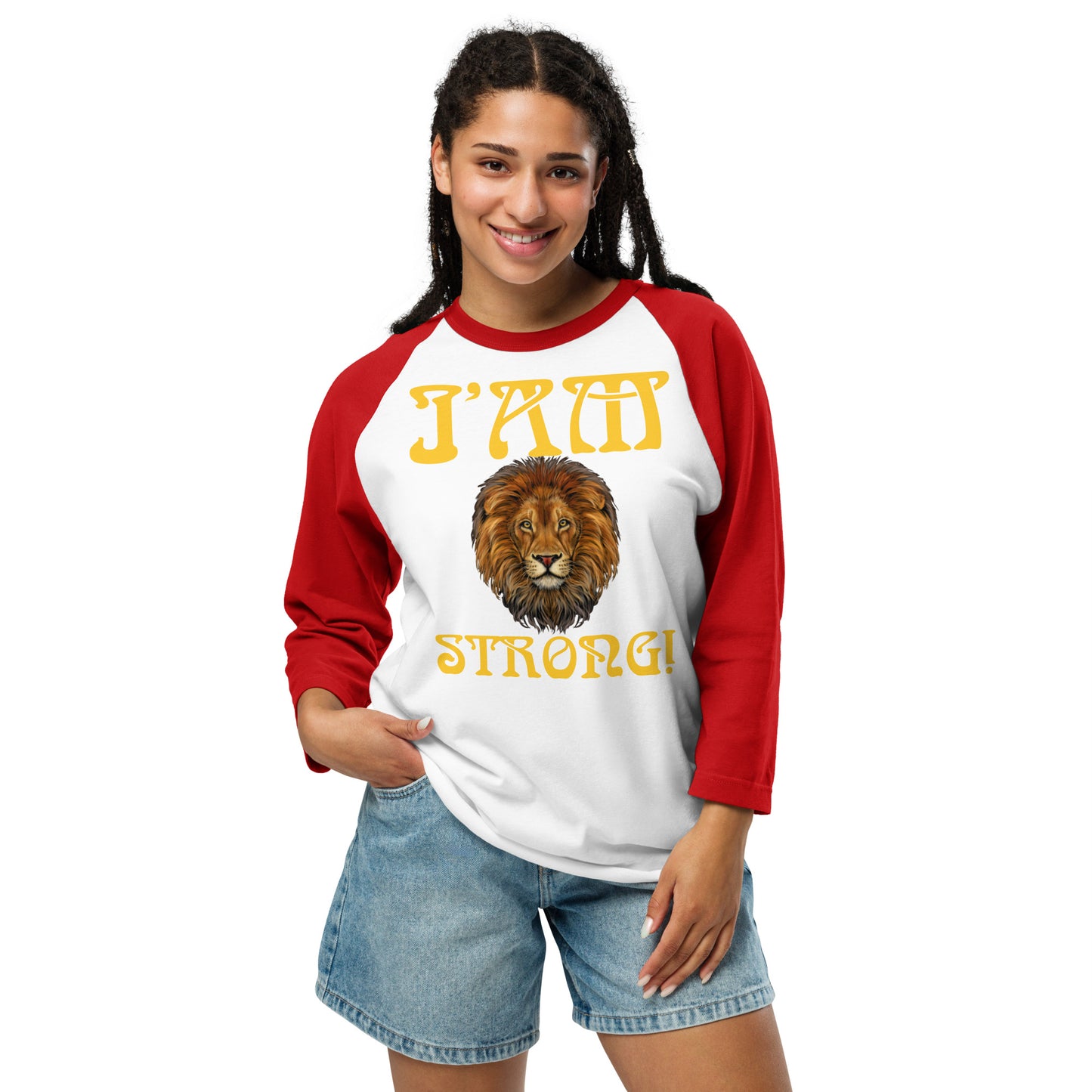 “I’AM STRONG!” 3/4 Sleeve Raglan Shirt W/Yellow Font