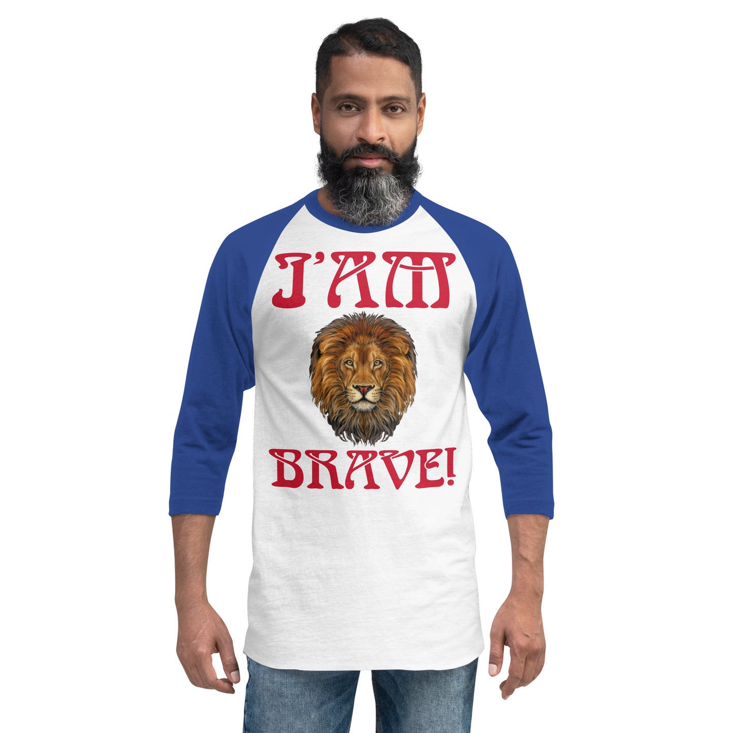 “I’AM BRAVE!” 3/4 Sleeve Raglan Shirt W/Red Font