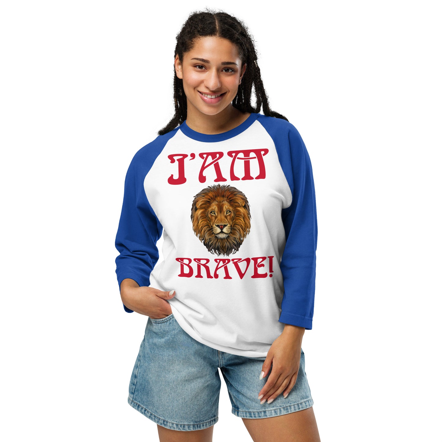 “I’AM BRAVE!” 3/4 Sleeve Raglan Shirt W/Red Font