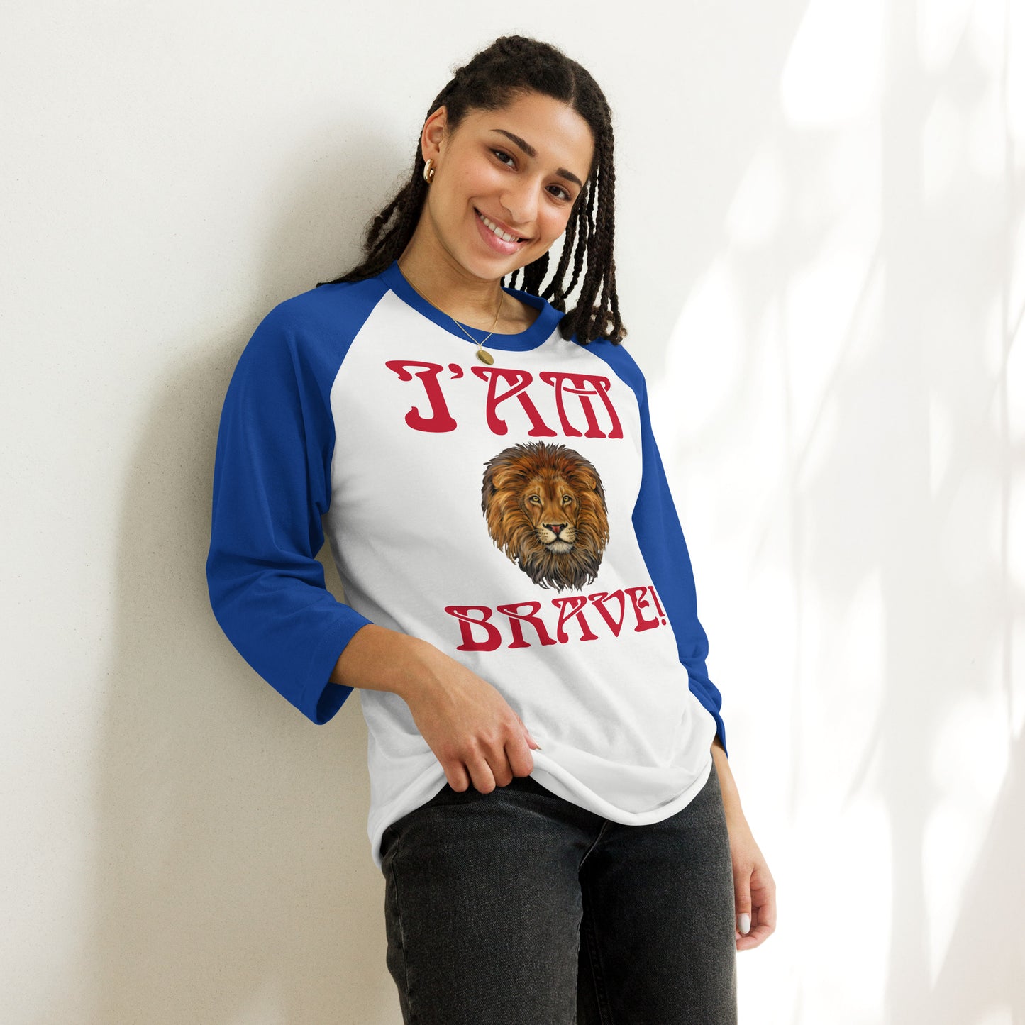 “I’AM BRAVE!” 3/4 Sleeve Raglan Shirt W/Red Font