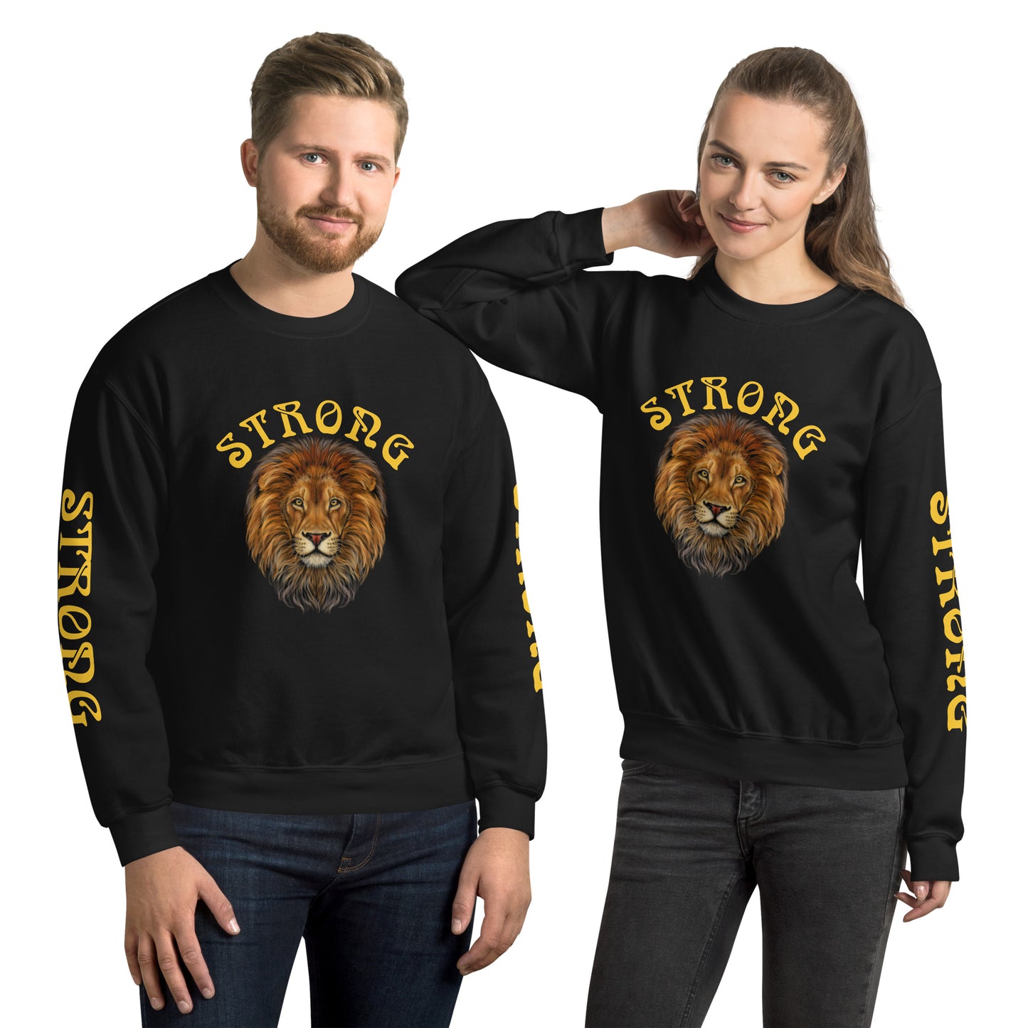 “STRONG”Unisex Sweatshirt W/Arch&Yellow Font