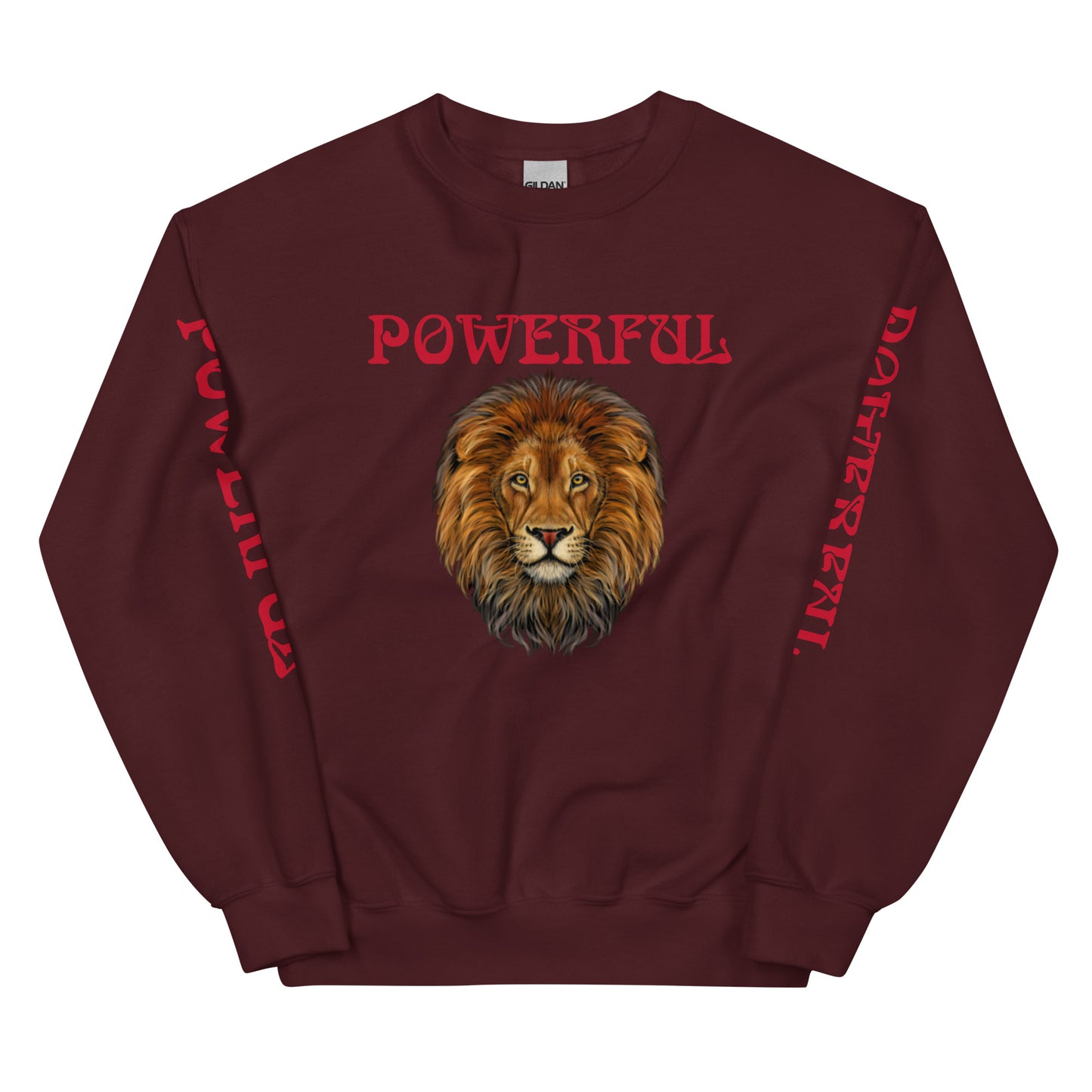“POWERFUL”Unisex Sweatshirt W/Red Font