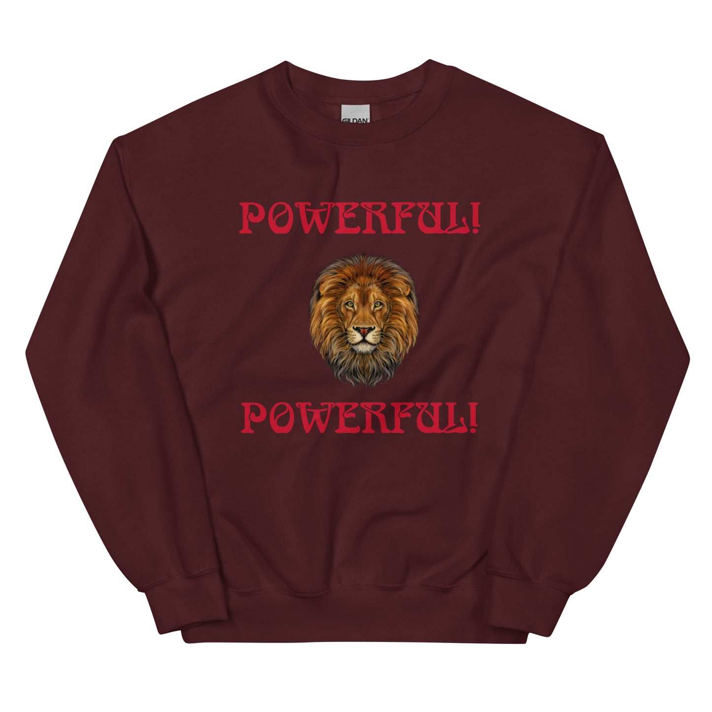 “POWERFUL”Unisex Sweatshirt W/Red Font