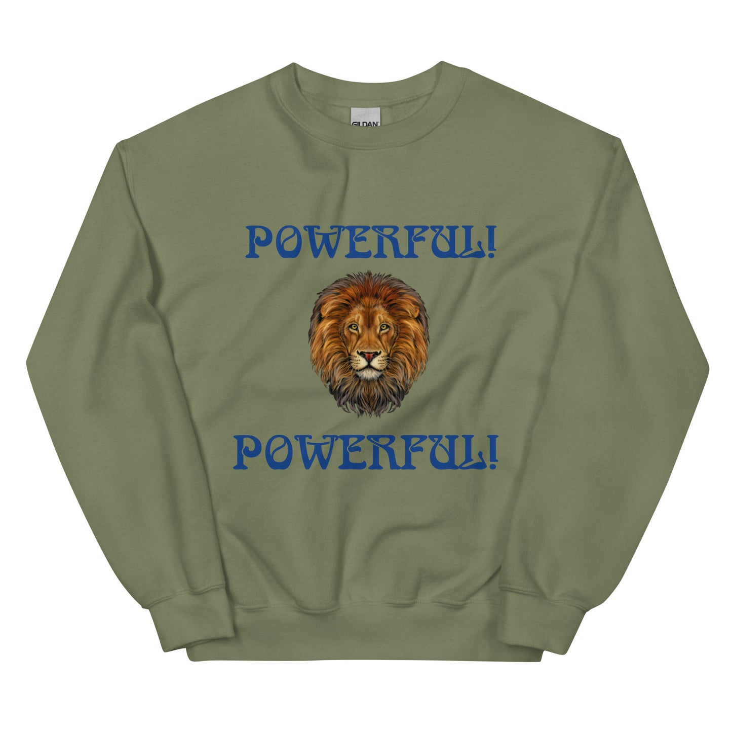 “POWERFUL”Unisex Sweatshirt W/Blue Font