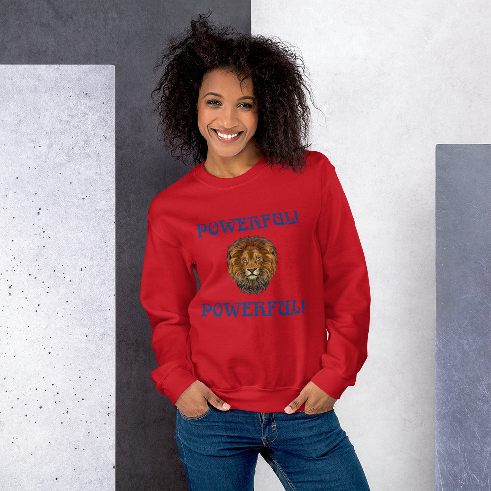 “POWERFUL”Unisex Sweatshirt W/Blue Font