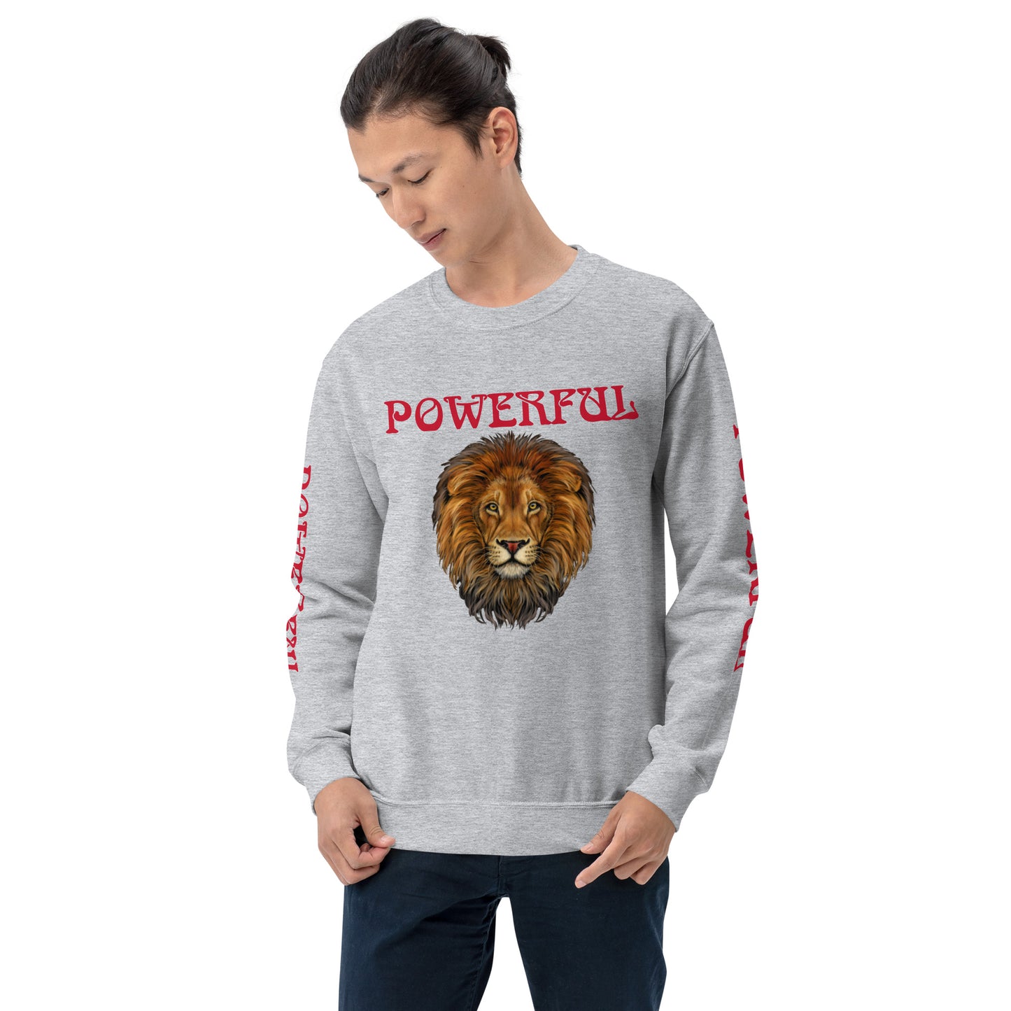 “POWERFUL”Unisex Sweatshirt W/Red Font