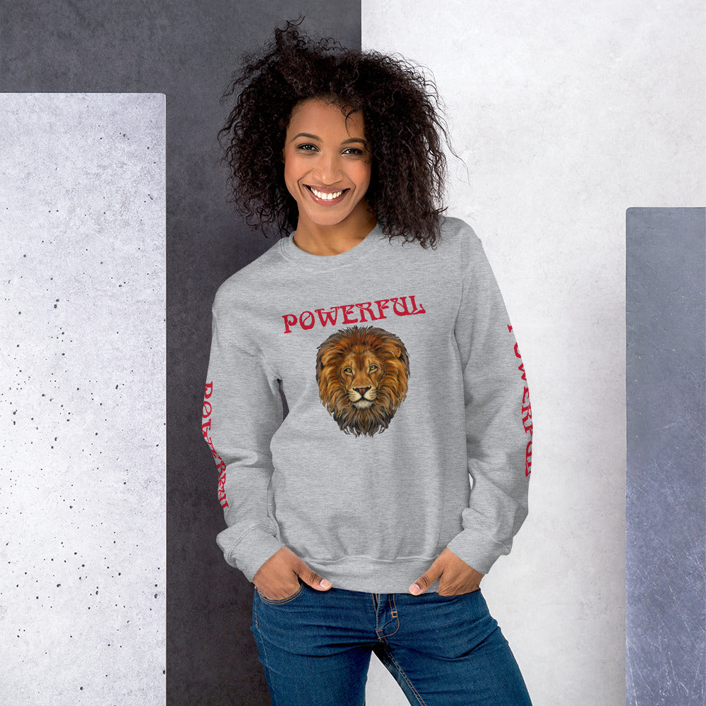 “POWERFUL”Unisex Sweatshirt W/Red Font
