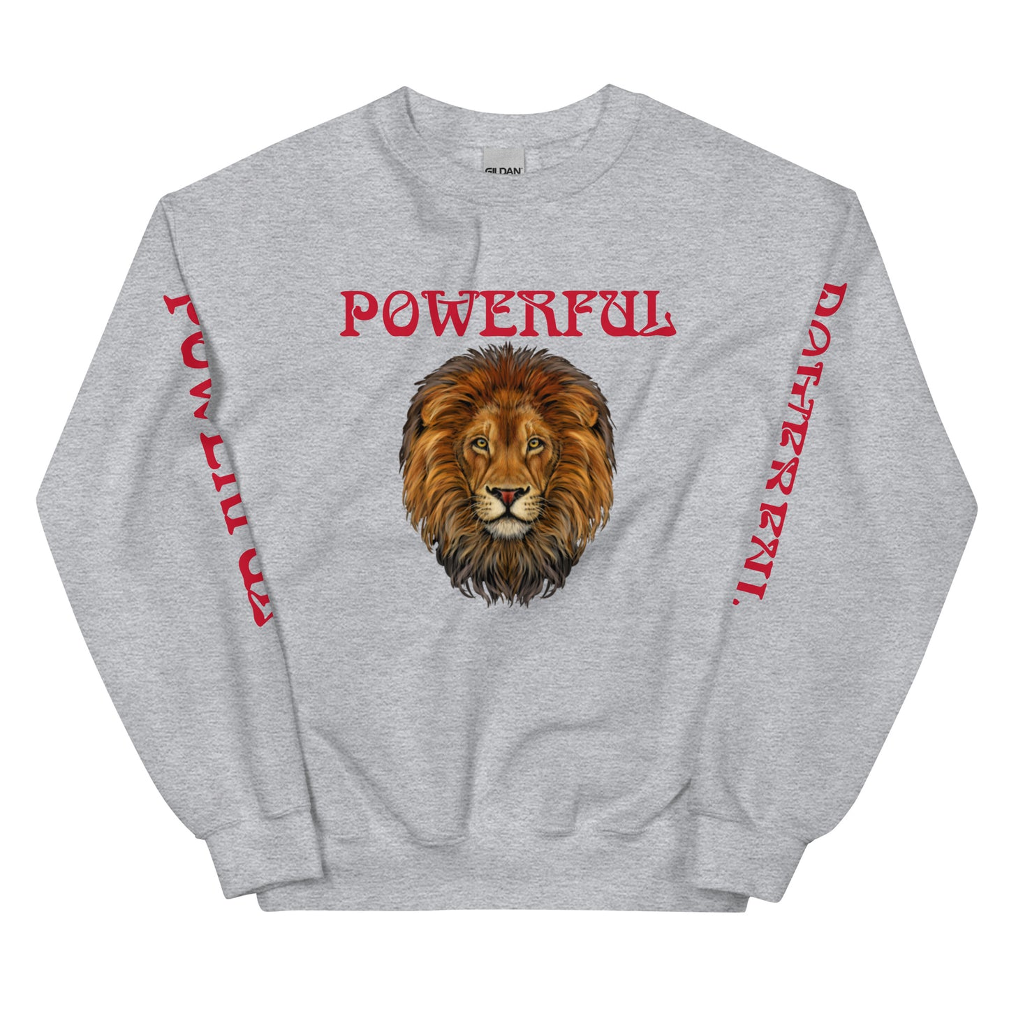 “POWERFUL”Unisex Sweatshirt W/Red Font
