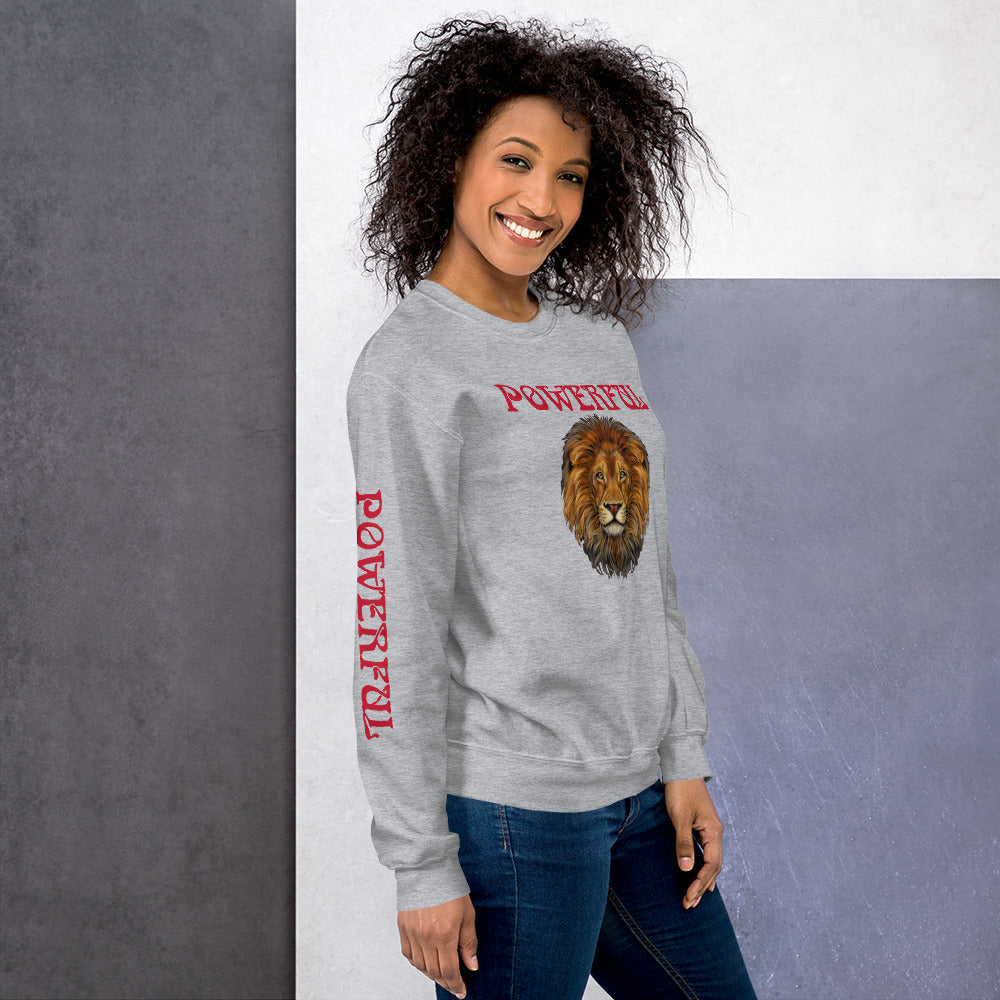 “POWERFUL”Unisex Sweatshirt W/Red Font