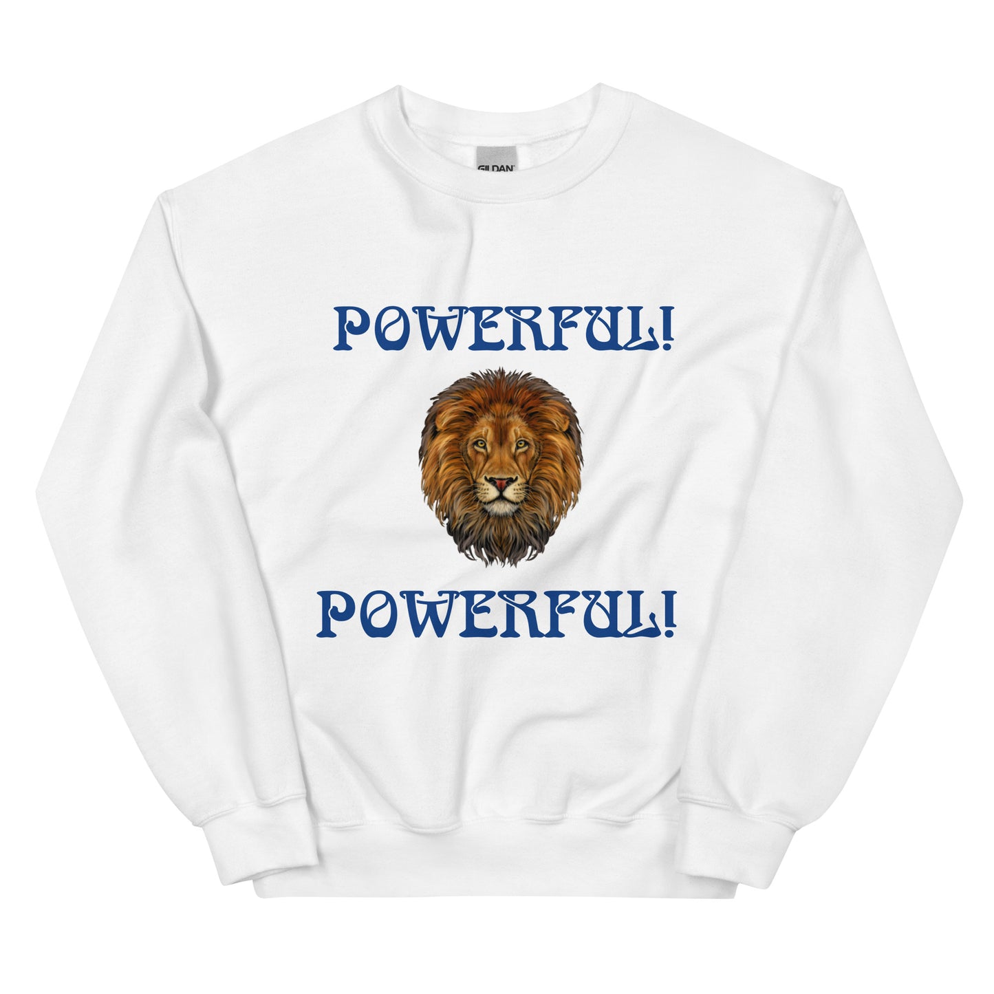 “POWERFUL”Unisex Sweatshirt W/Blue Font