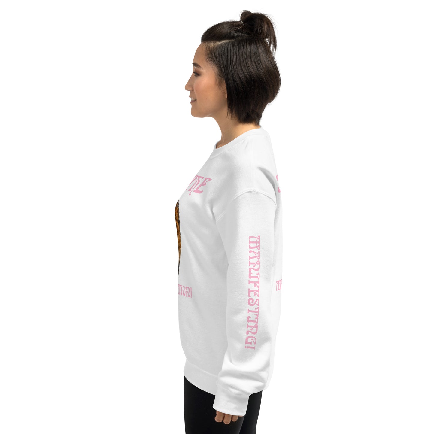 “I’AM THE MANIFESTATION!”White Unisex Sweatshirt W/Cotton Candy Font