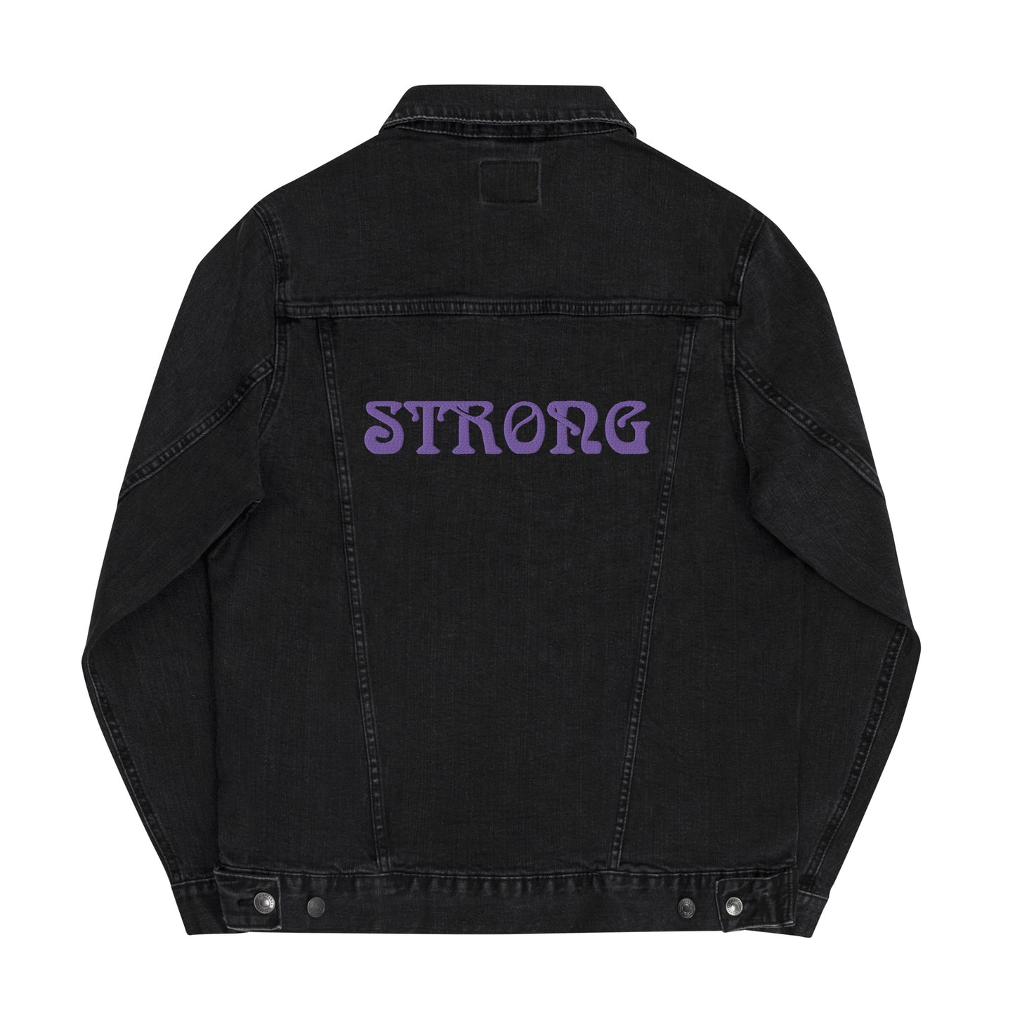 “STRONG”Unisex Denim Jacket W/Purple Font