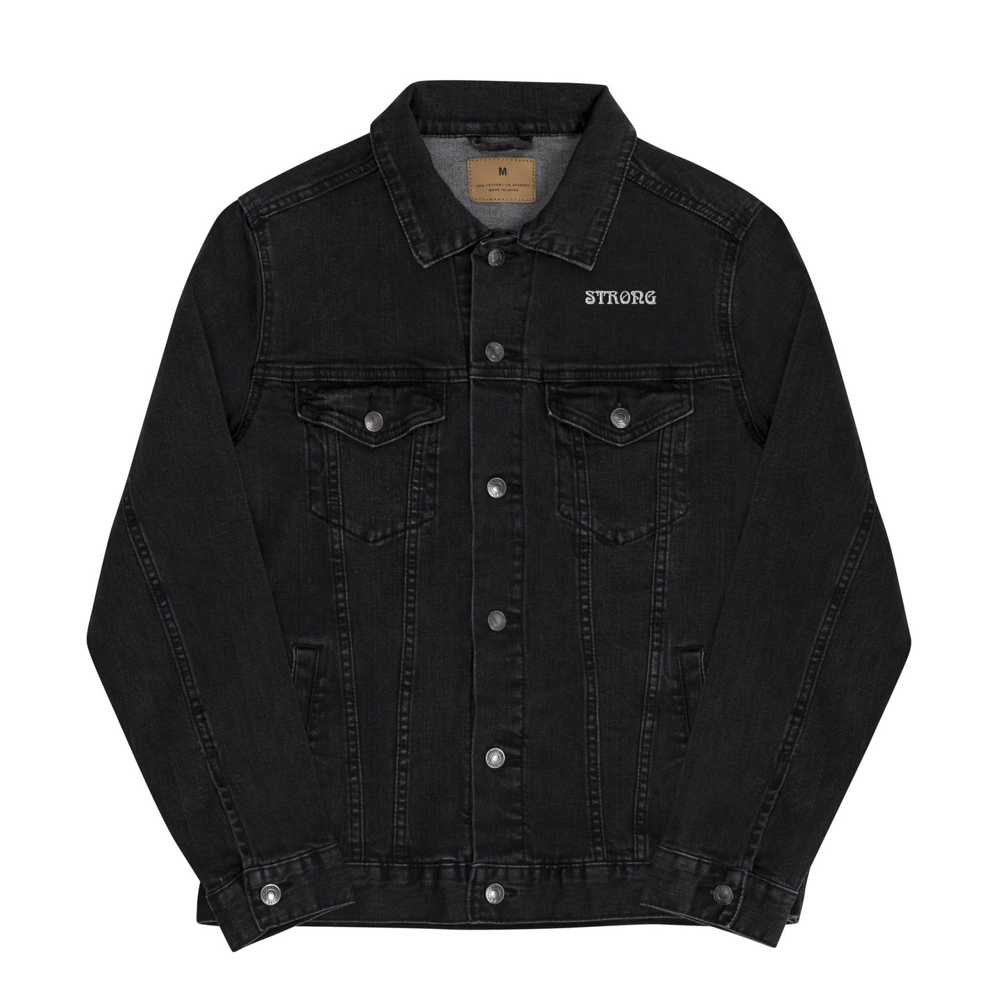 “STRONG”Unisex Denim Jacket W/White Font