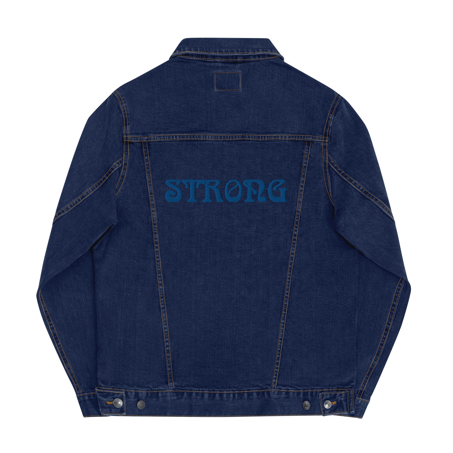 “STRONG”Unisex Denim Jacket W/Navy Blue Font
