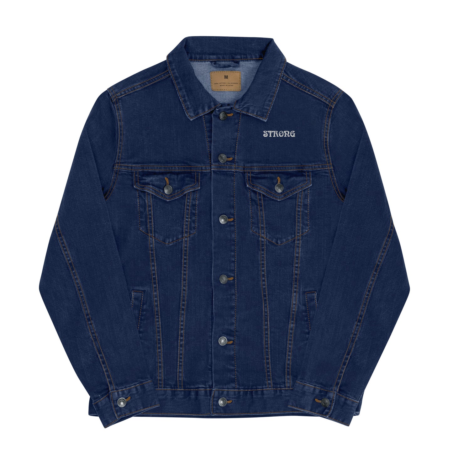 “STRONG”Unisex Denim Jacket W/White Font