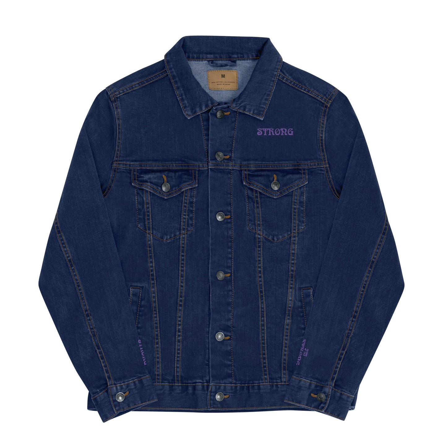 “IAM STRONG”Unisex Denim Jacket W/Purple Font
