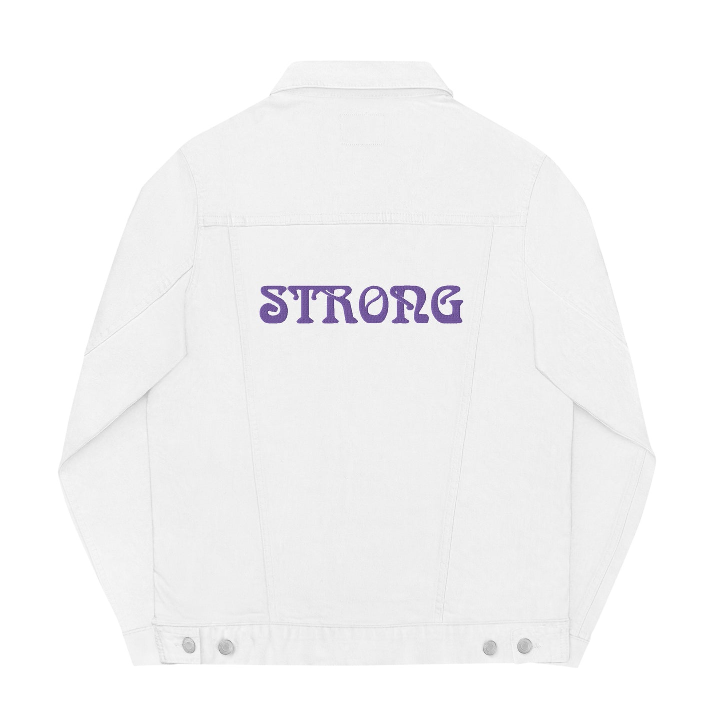 “STRONG”Unisex Denim Jacket W/Purple Font