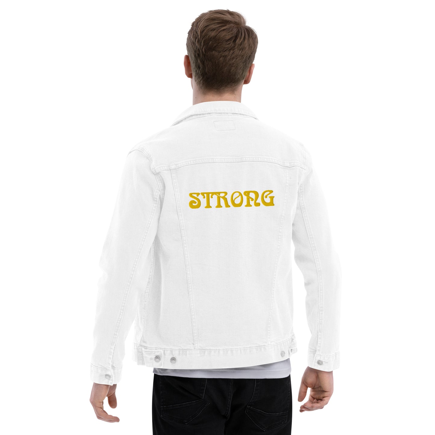“STRONG”Unisex Denim Jacket W/Yellow Font