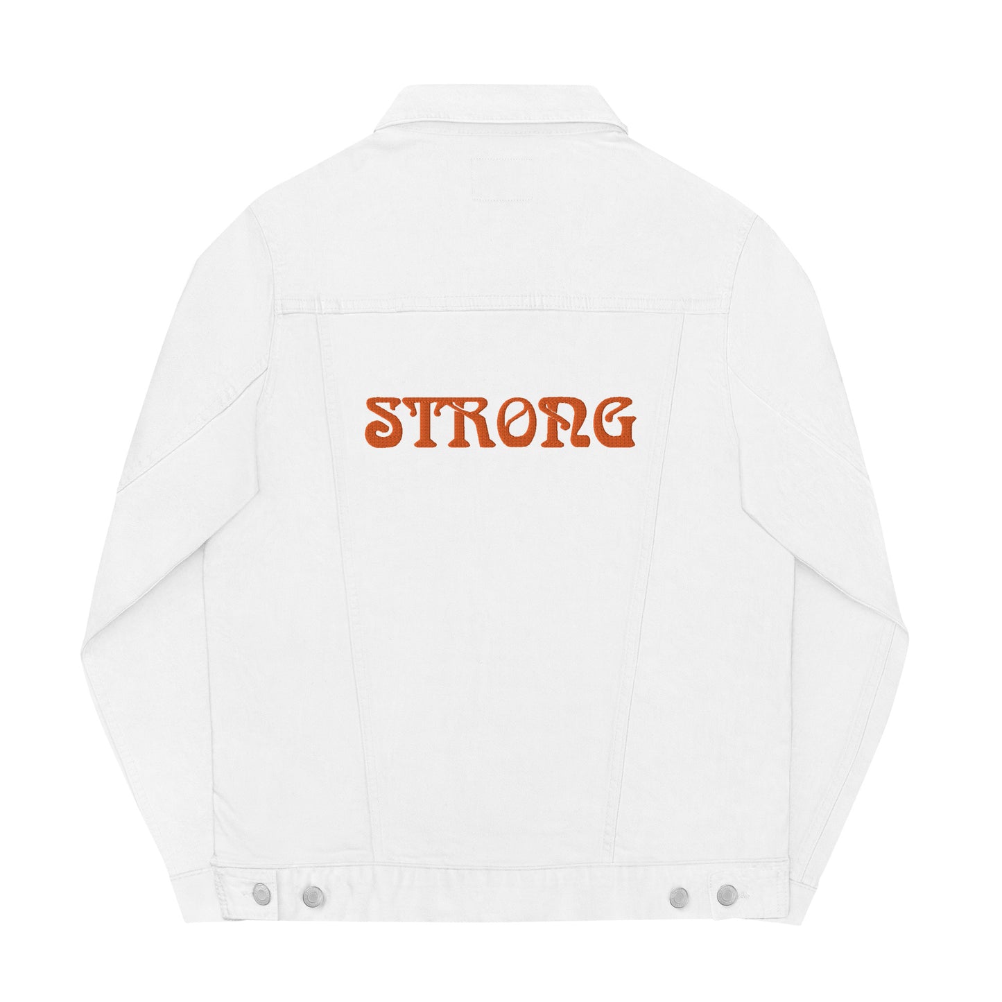 “STRONG”Unisex Denim Jacket W/Orange Font