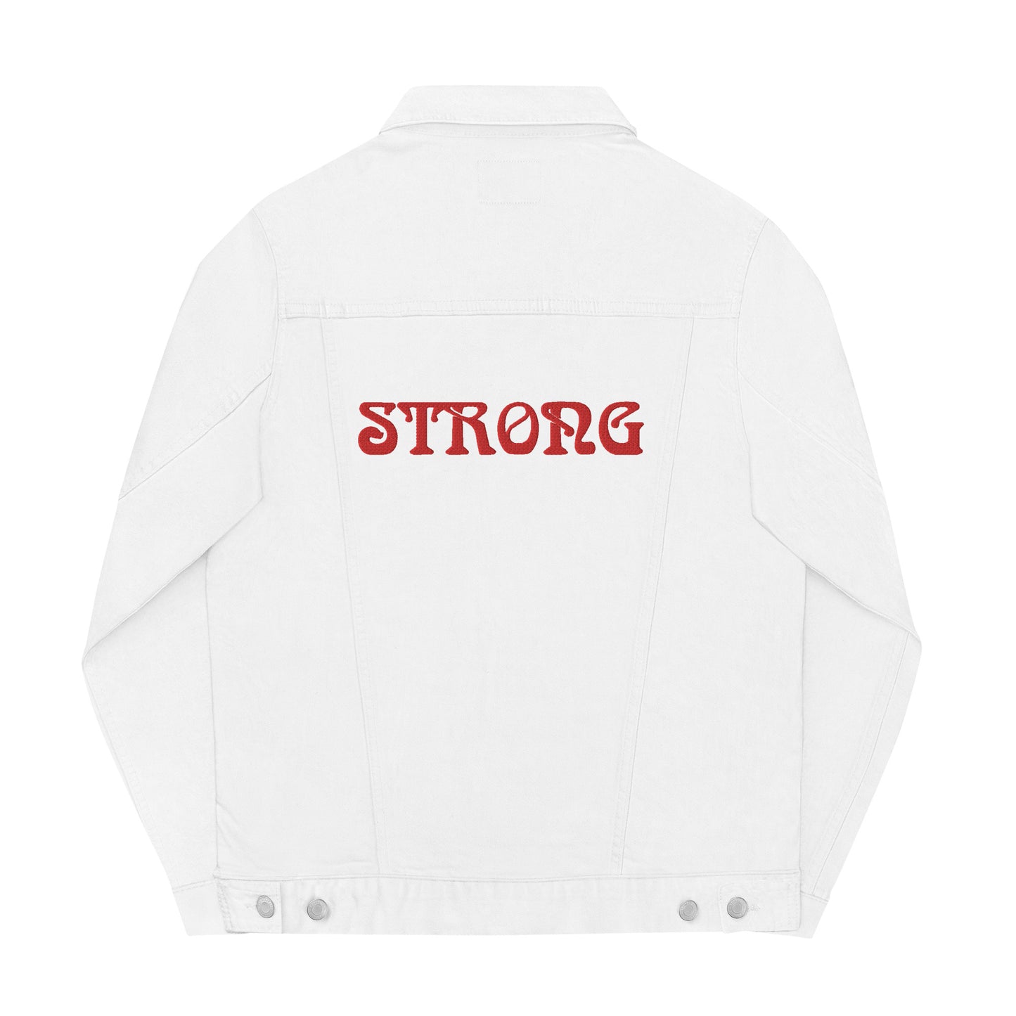 “STRONG”Unisex Denim Jacket W/Red Font