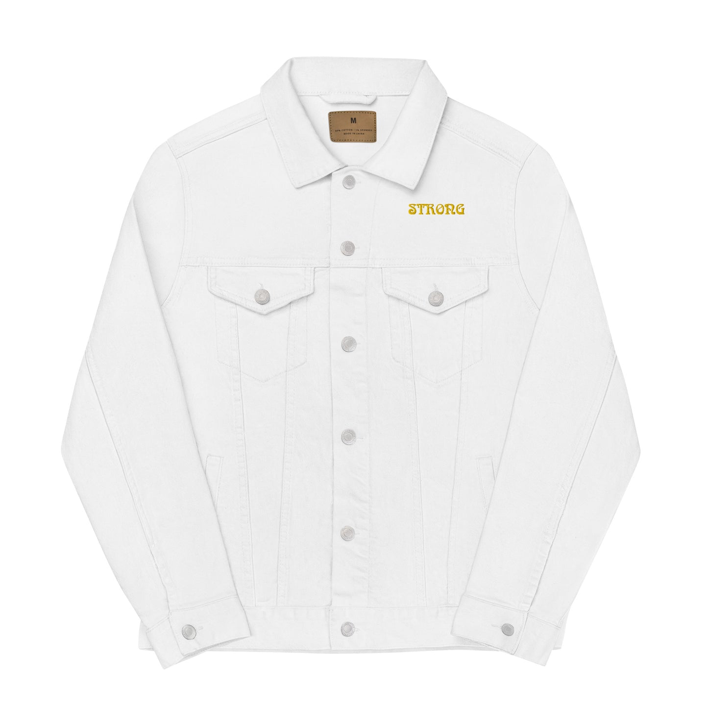 “STRONG”Unisex Denim Jacket W/Yellow Font