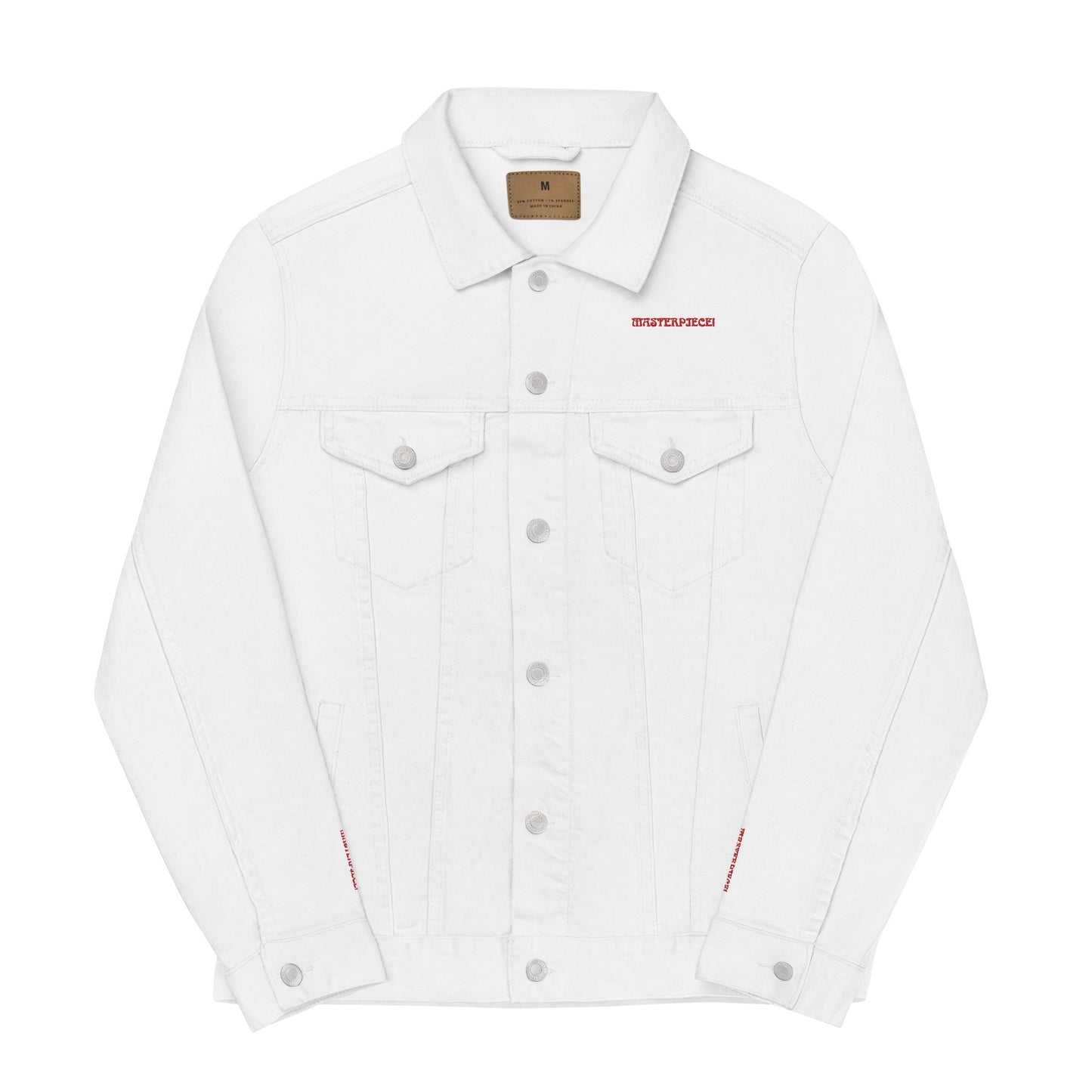 "I'AM A MASTERPIECE!"Unisex Denim Jacket W/Red Font