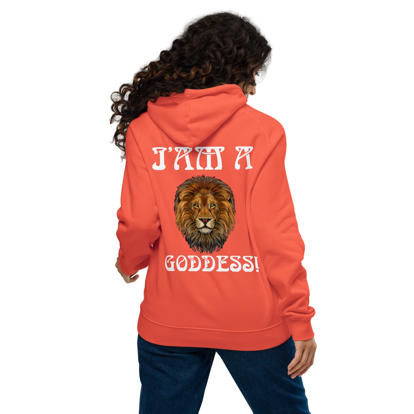“I’AM A GODDESS!”Women’s Eco Raglan Hoodie W/White Font