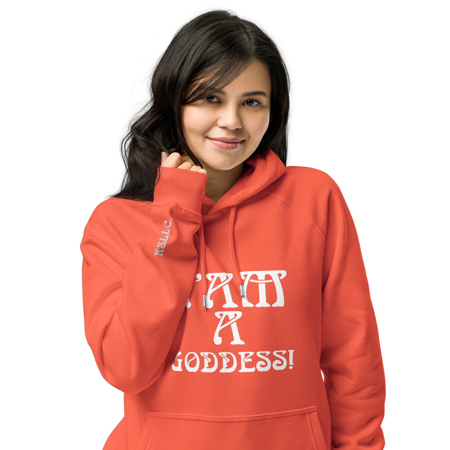 “I’AM A GODDESS!”Women’s Eco Raglan Hoodie W/White Font