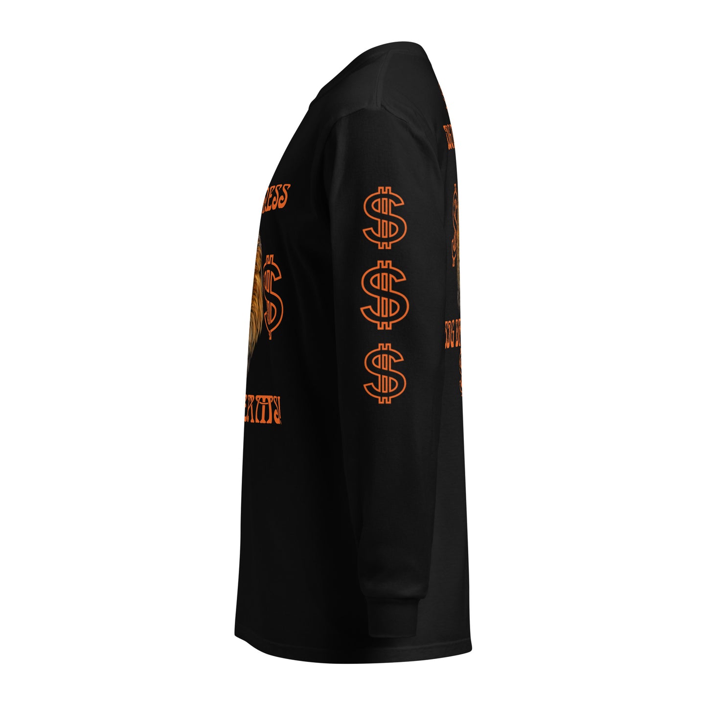 “BIG BUSINESS, BIG DREAMS!"Garment-Dyed Heavyweight Long-Sleeve Shirt W/Orange Font
