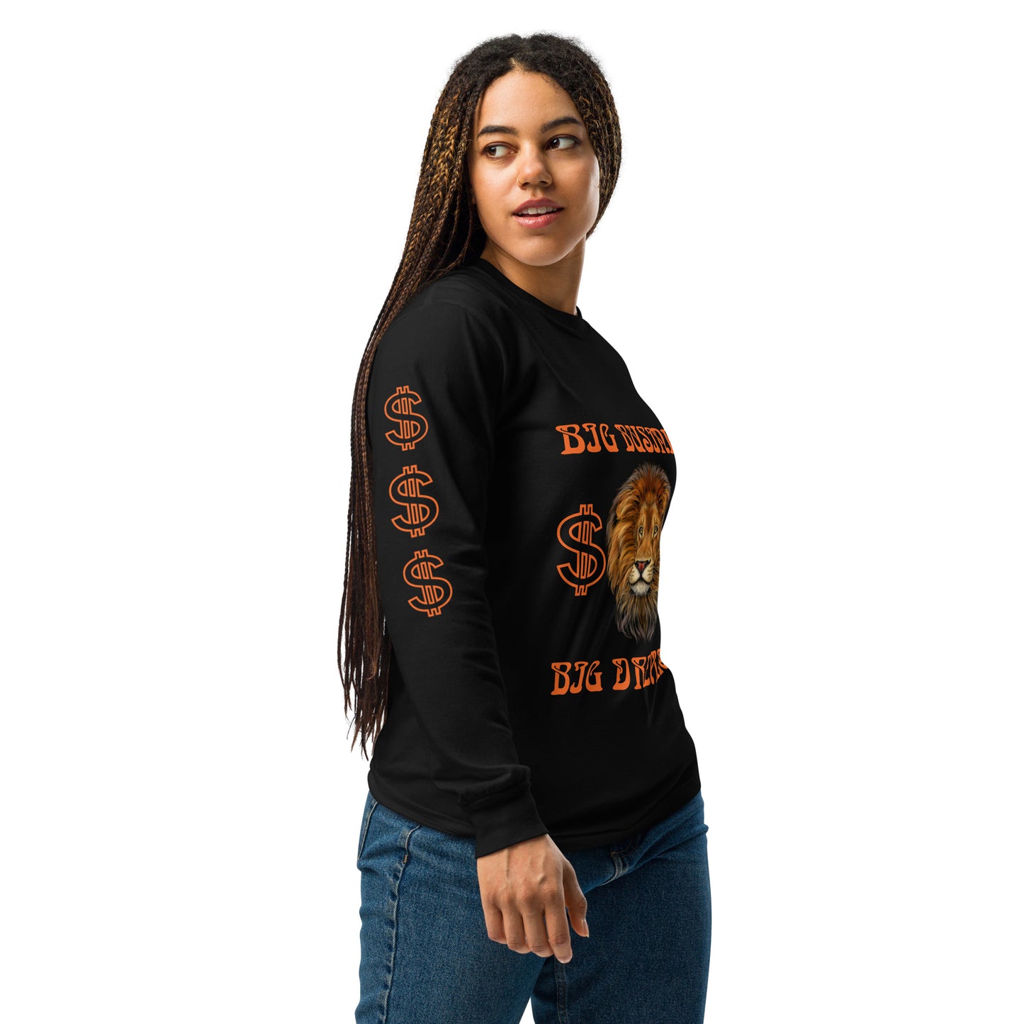 “BIG BUSINESS, BIG DREAMS!"Garment-Dyed Heavyweight Long-Sleeve Shirt W/Orange Font
