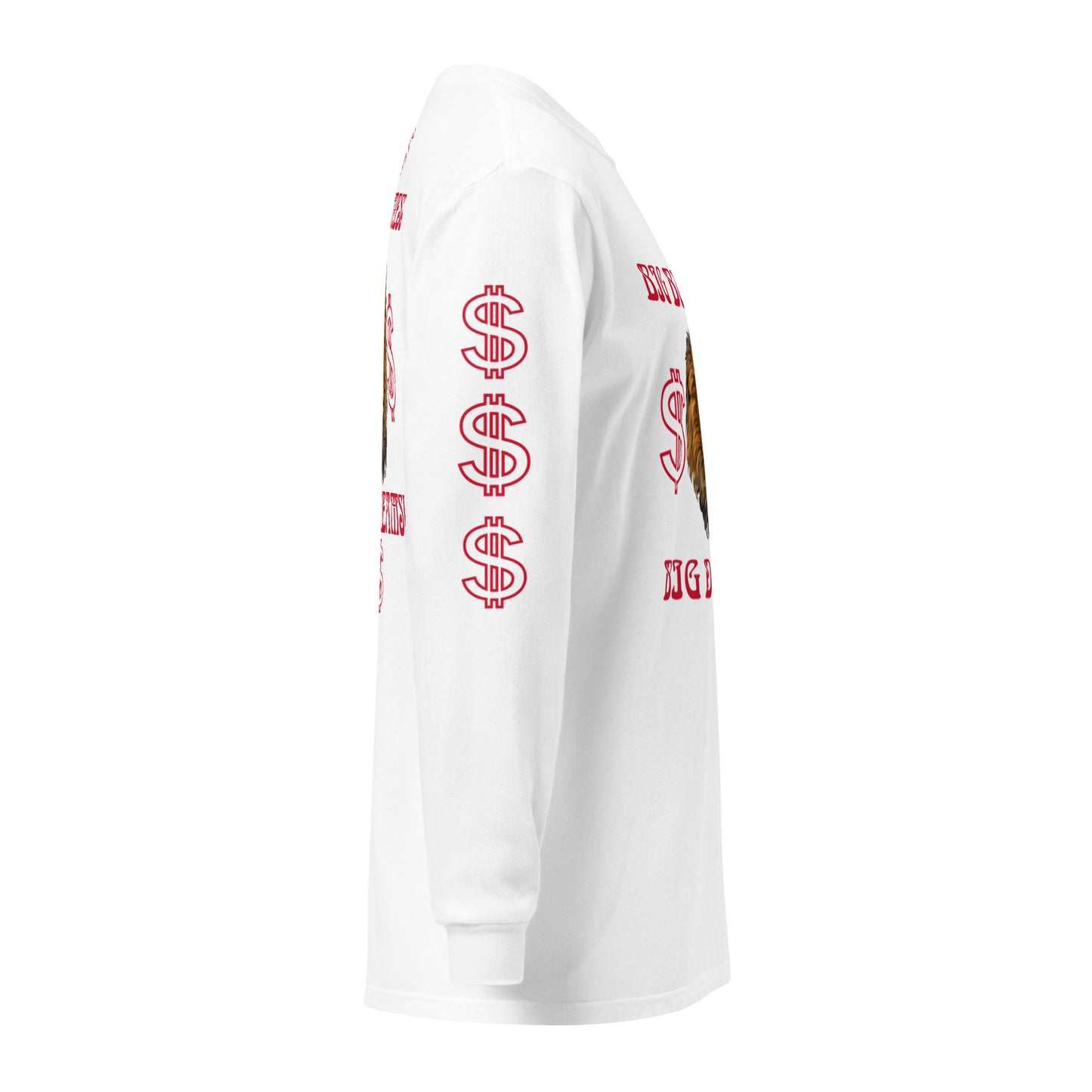 “BIG BUSINESS, BIG DREAMS!”Garment-Dyed Heavyweight Long-Sleeve Shirt W/Red Font