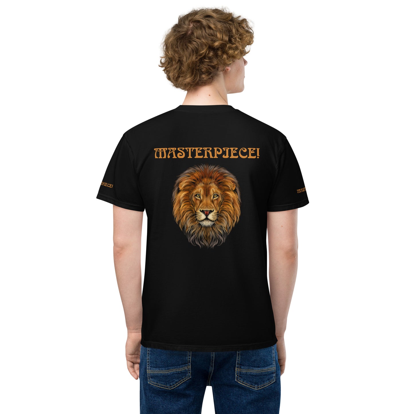 “MASTERPIECE!”Unisex Garment-Dyed Pocket T-Shirt W/Bronze Font