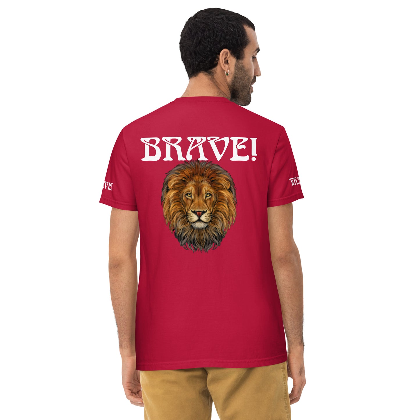“BRAVE!”Unisex Garment-Dyed Pocket T-Shirt W/White Font