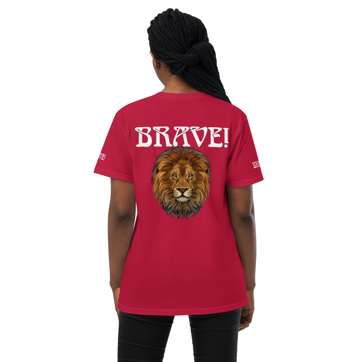 “BRAVE!”Unisex Garment-Dyed Pocket T-Shirt W/White Font