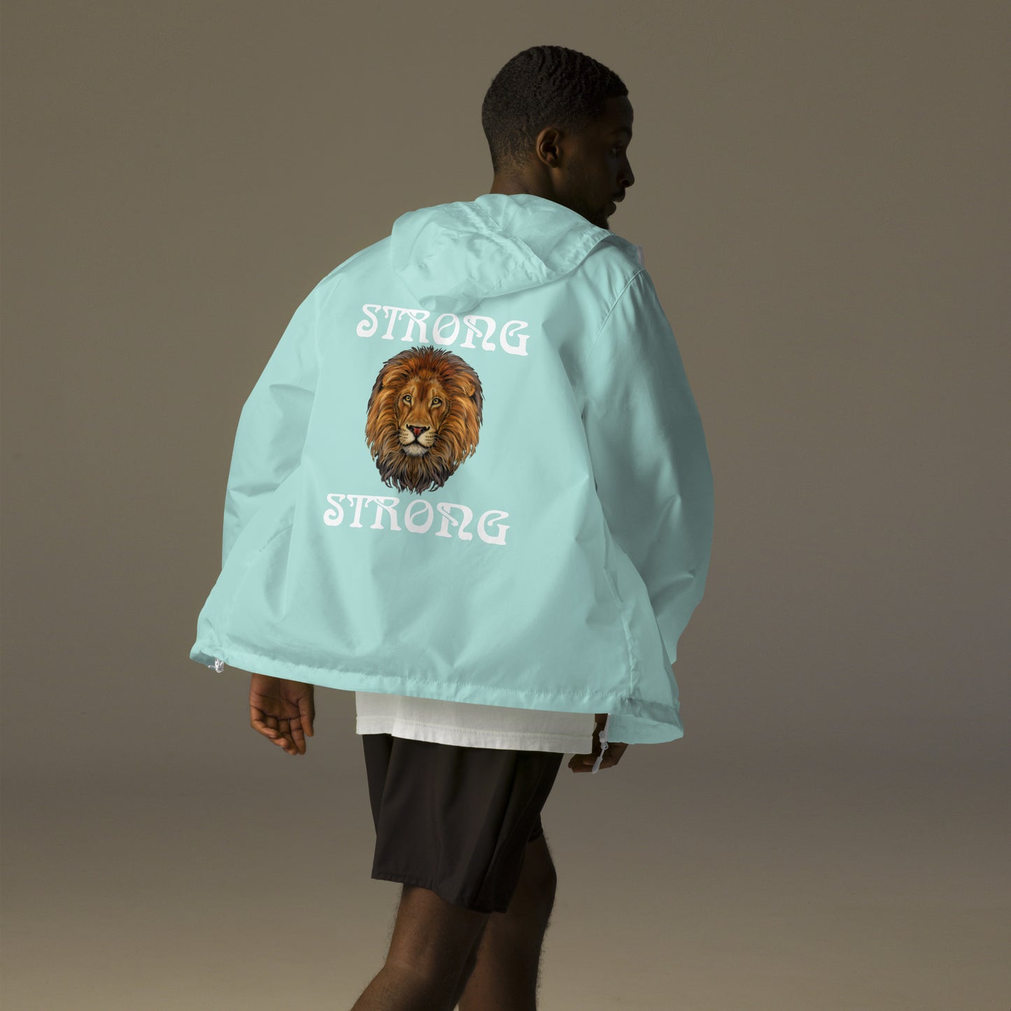 “STRONG”Unisex Lightweight Zip Up Windbreaker W/White Font