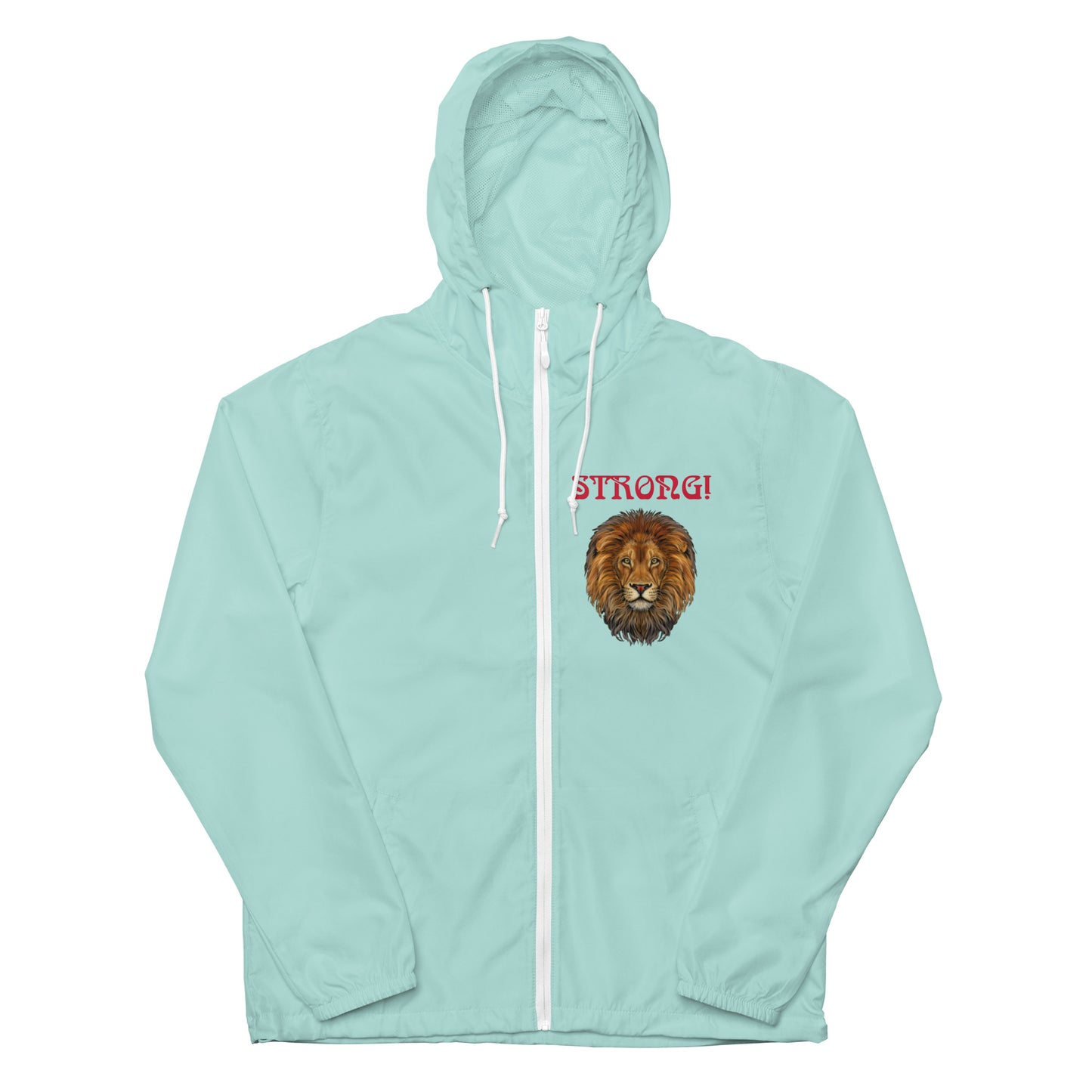 “STRONG”Unisex Lightweight Zip up Windbreaker W/Arch Red Font
