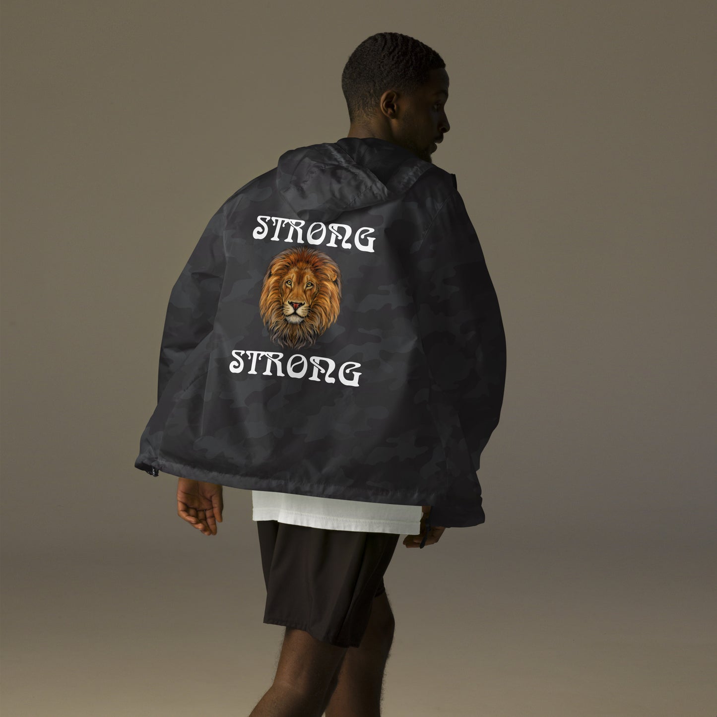 “STRONG”Unisex Lightweight Zip Up Windbreaker W/White Font