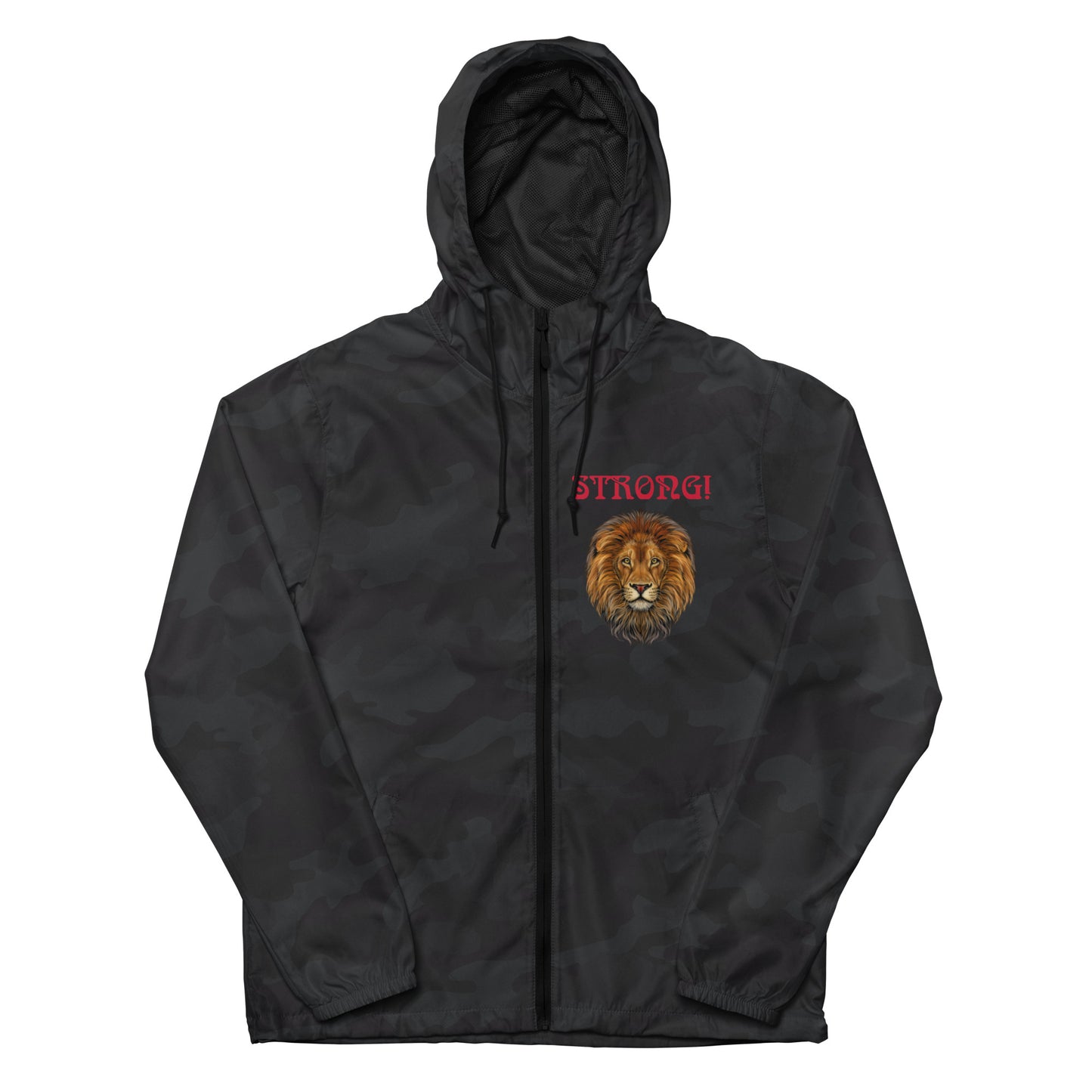 “STRONG”Unisex Lightweight Zip up Windbreaker W/Arch Red Font