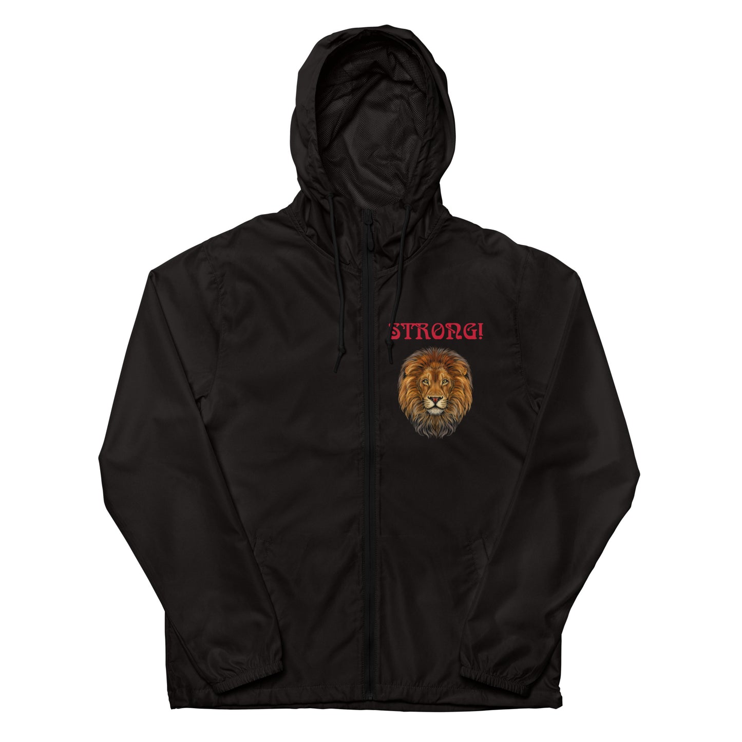 “STRONG”Unisex Lightweight Zip up Windbreaker W/Arch Red Font