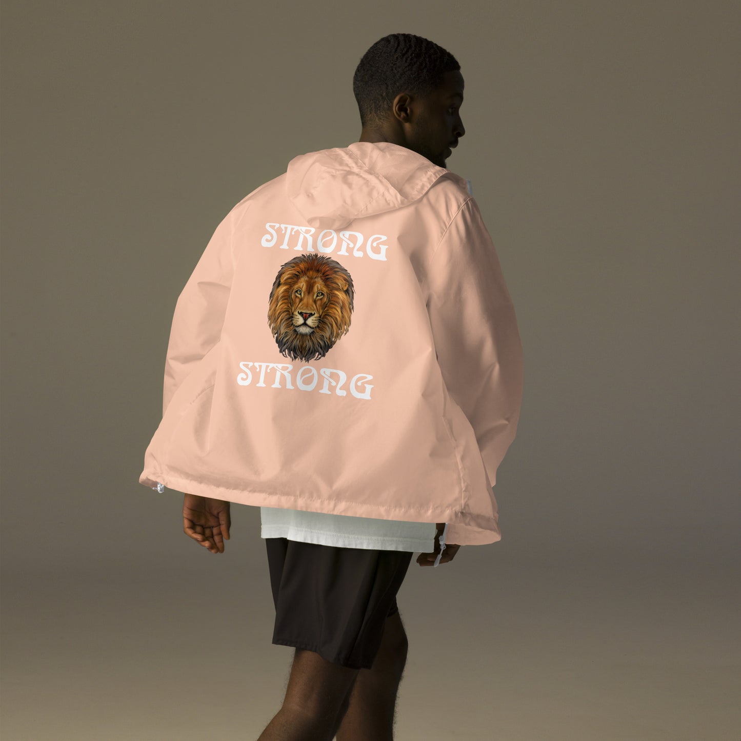 “STRONG”Unisex Lightweight Zip Up Windbreaker W/White Font