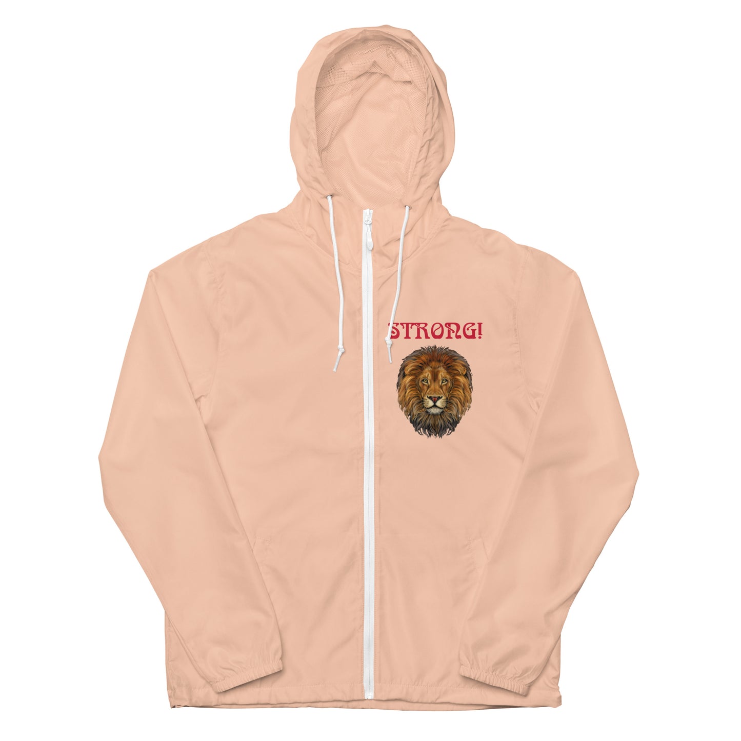 “STRONG”Unisex Lightweight Zip up Windbreaker W/Arch Red Font