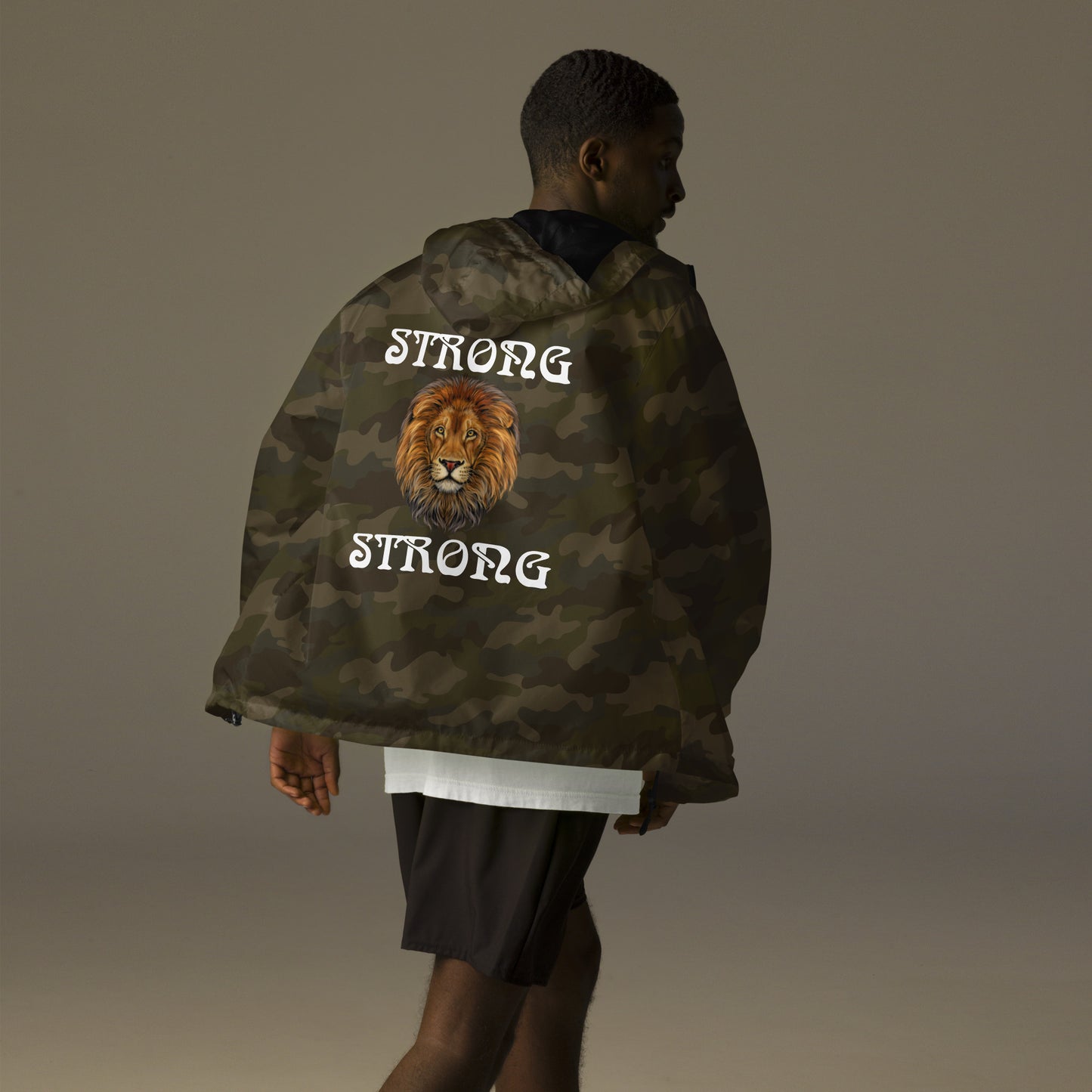 “STRONG”Unisex Lightweight Zip Up Windbreaker W/White Font