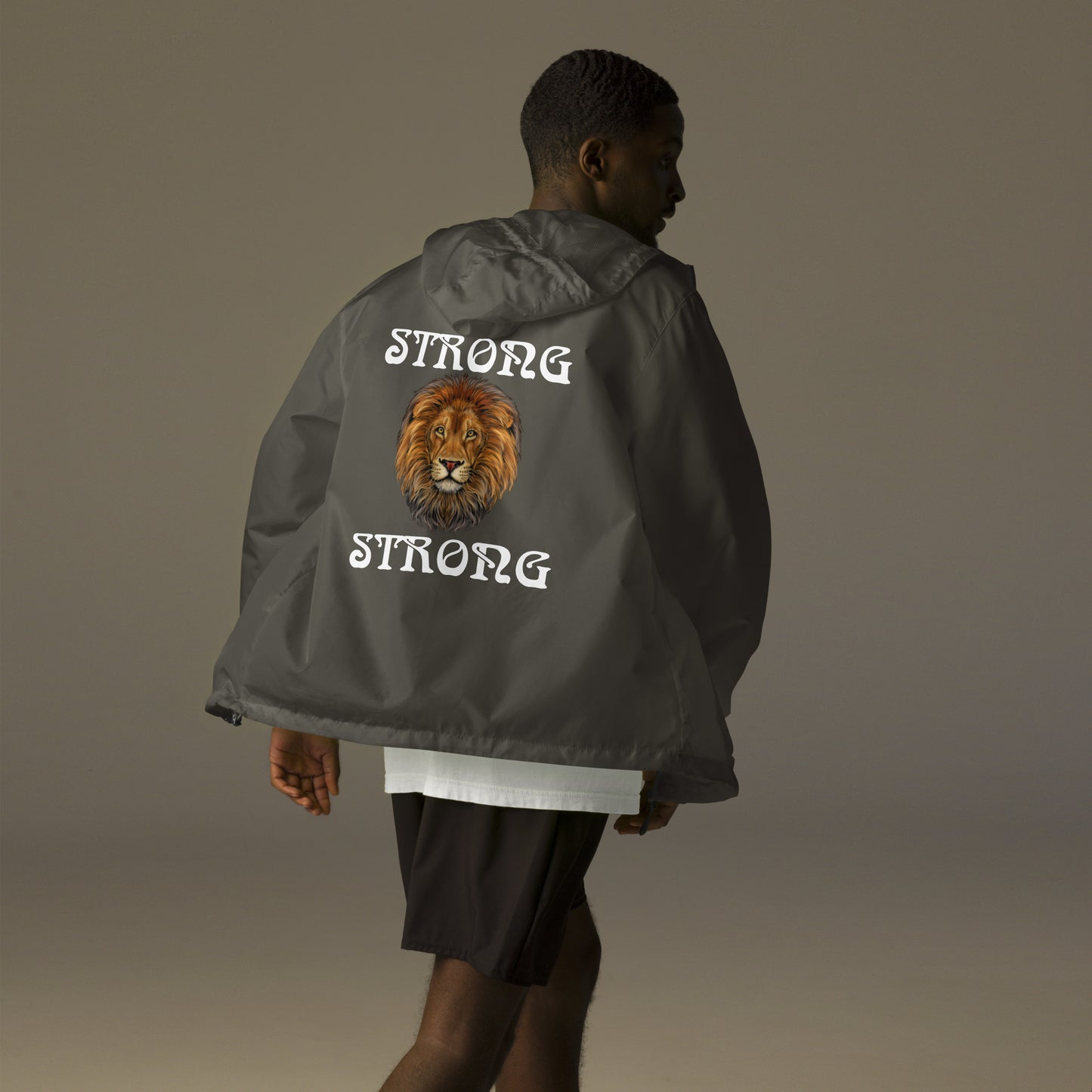 “STRONG”Unisex Lightweight Zip Up Windbreaker W/White Font