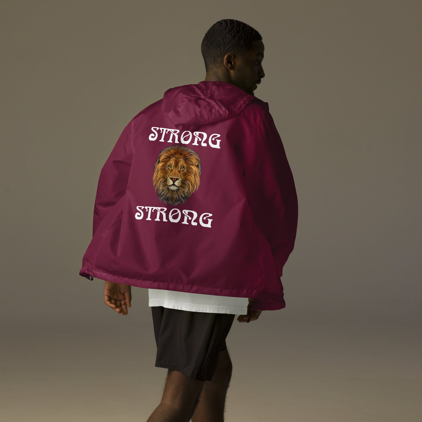 “STRONG”Unisex Lightweight Zip Up Windbreaker W/White Font